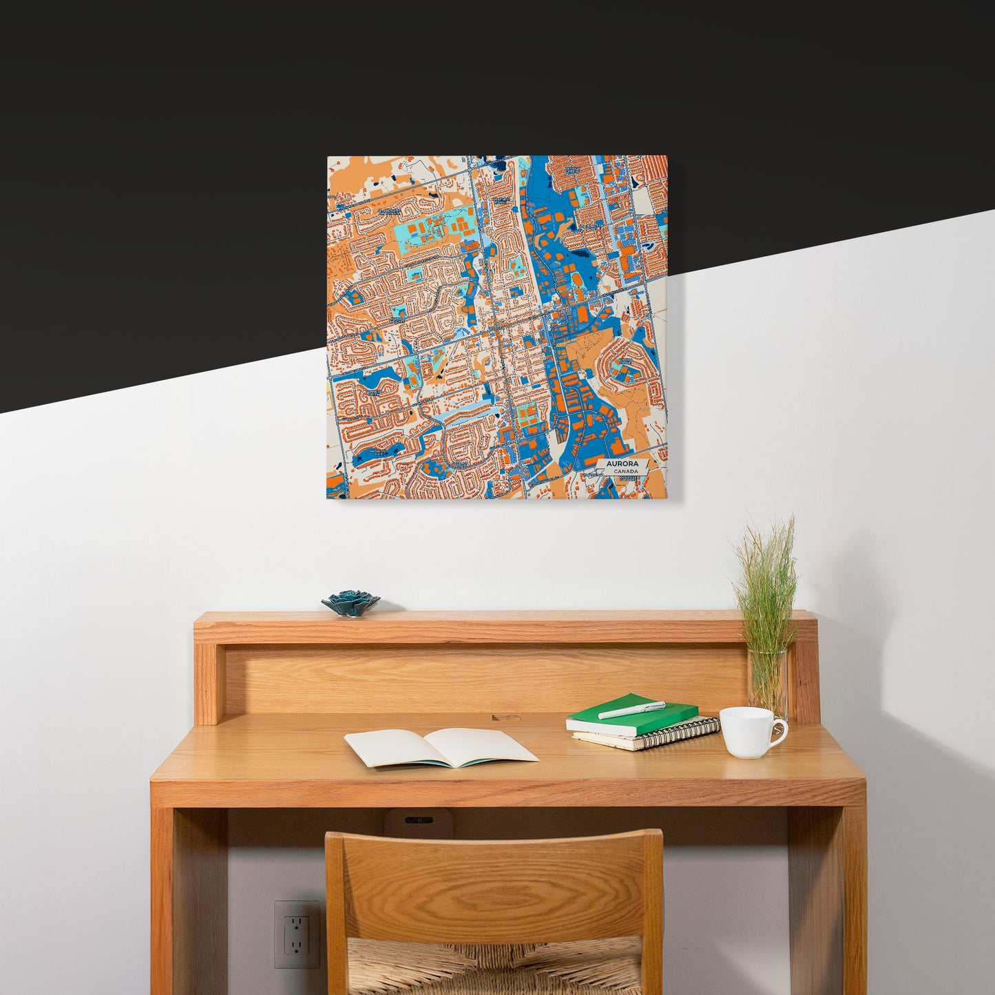 Aurora Canada Colorful City Map Canvas Print Scene