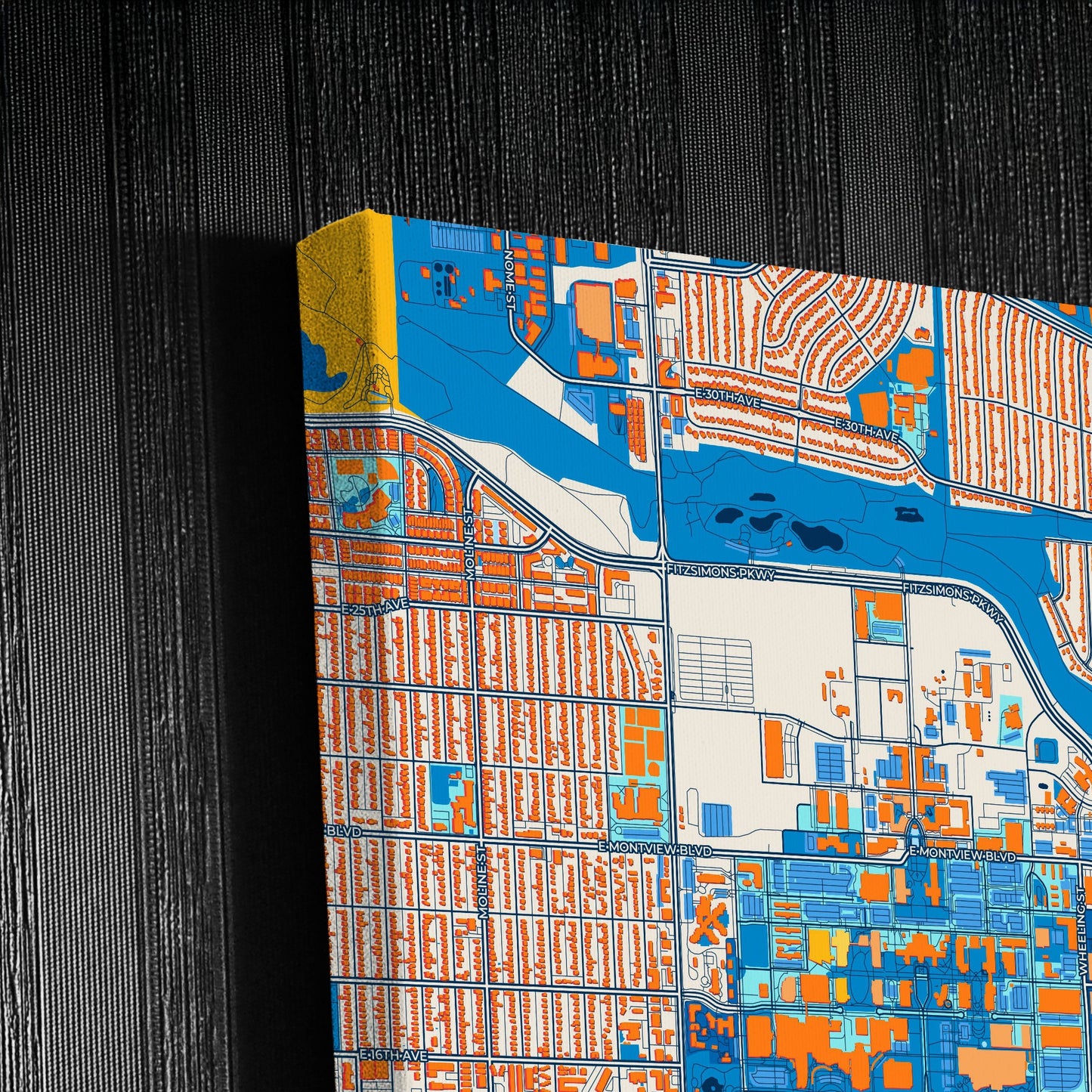 Aurora Colorado Colorful City Map Canvas Print Detail