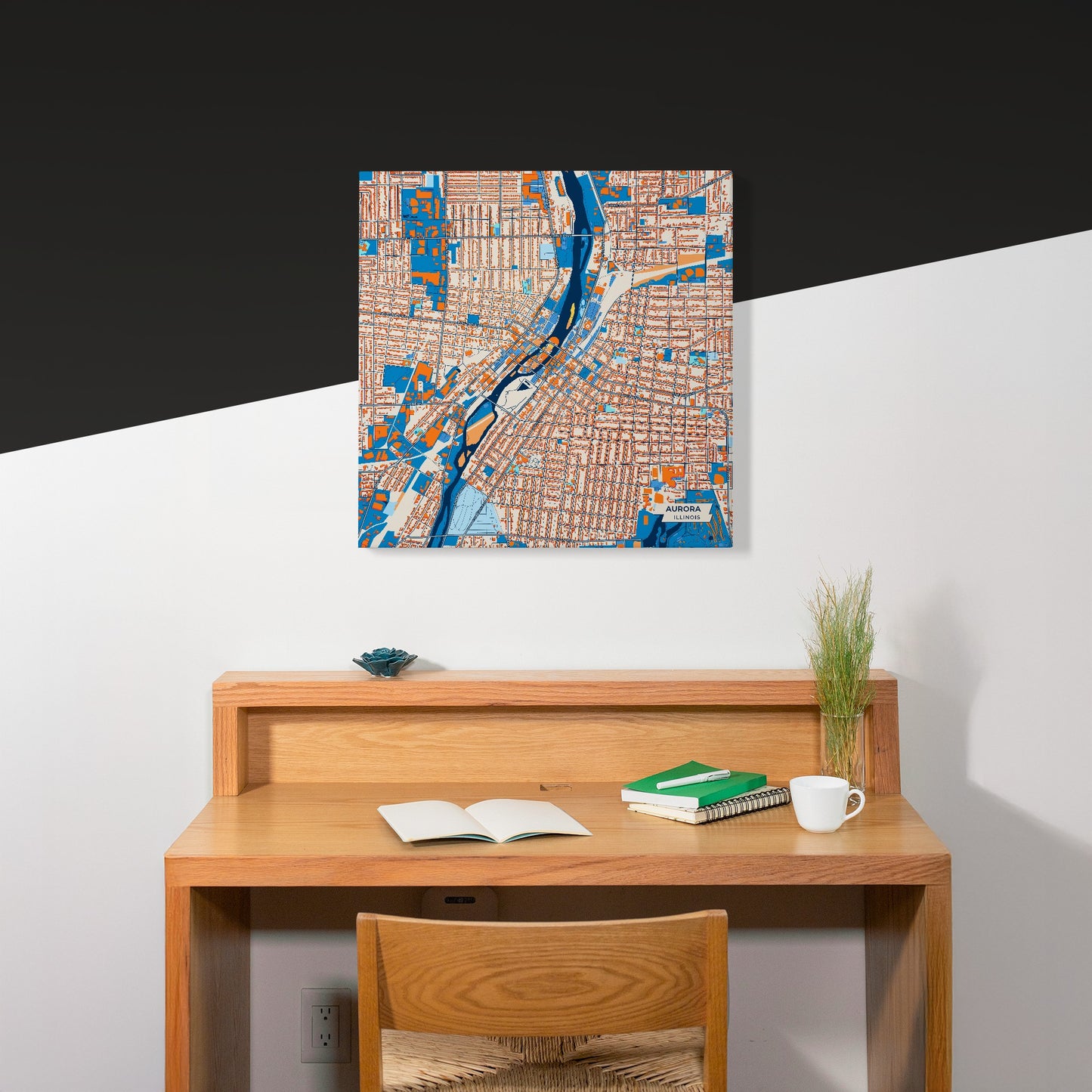 Aurora Illinois Colorful City Map Canvas Print Scene