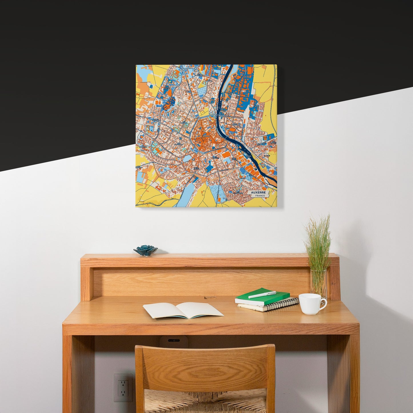 Auxerre France Colorful City Map Canvas Print Scene