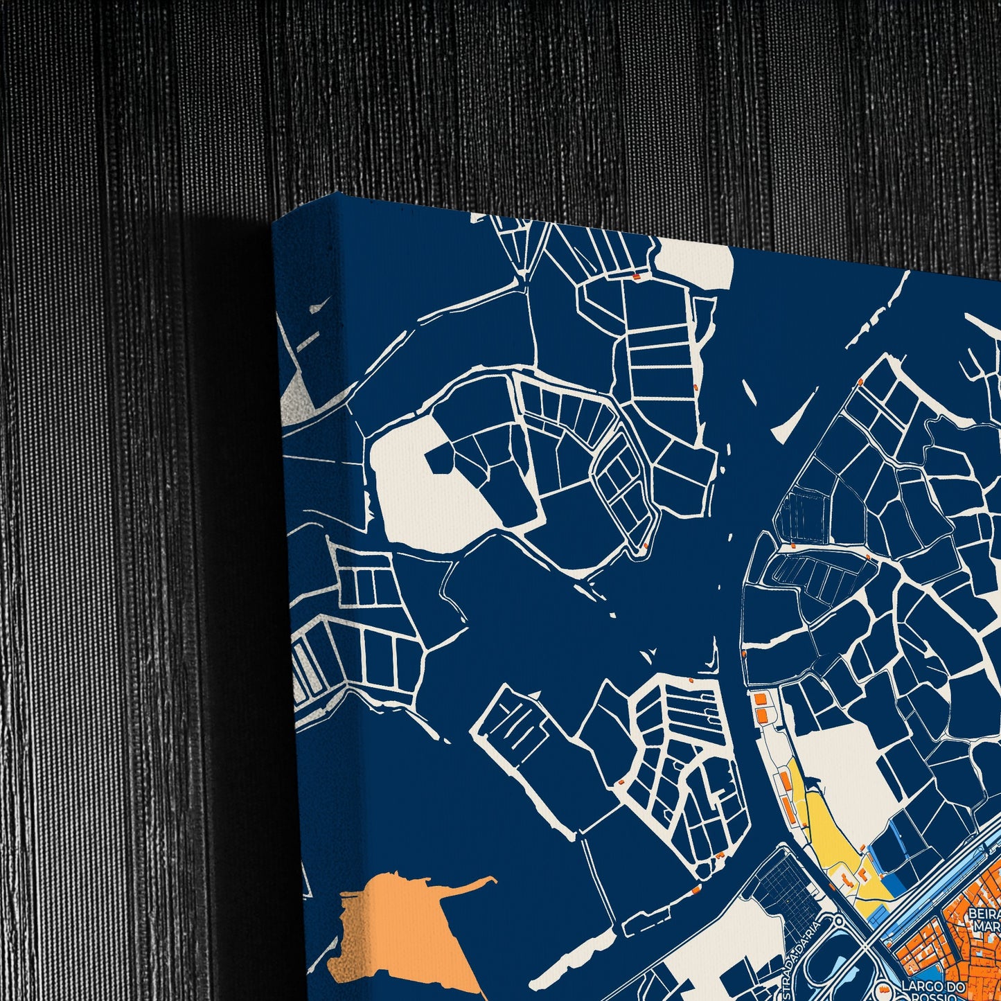 Aveiro Portugal Colorful City Map Canvas Print Detail