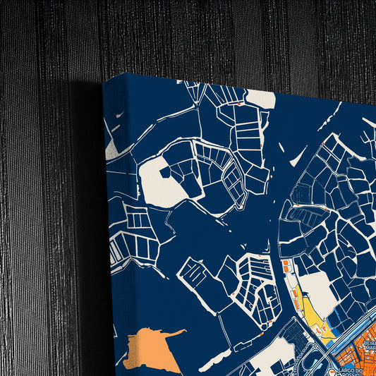Aveiro Portugal Colorful City Map Canvas Print Detail