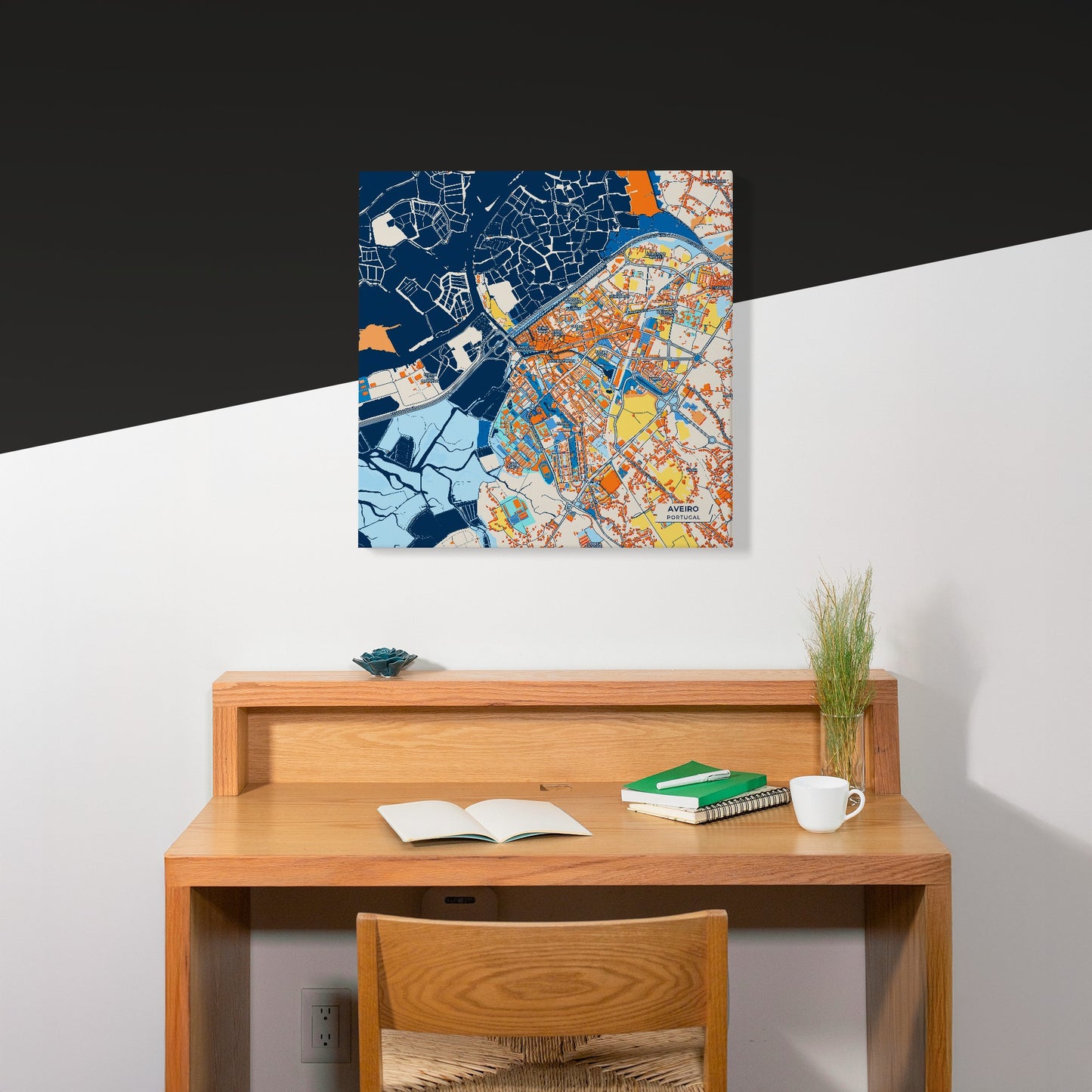 Aveiro Portugal Colorful City Map Canvas Print Scene