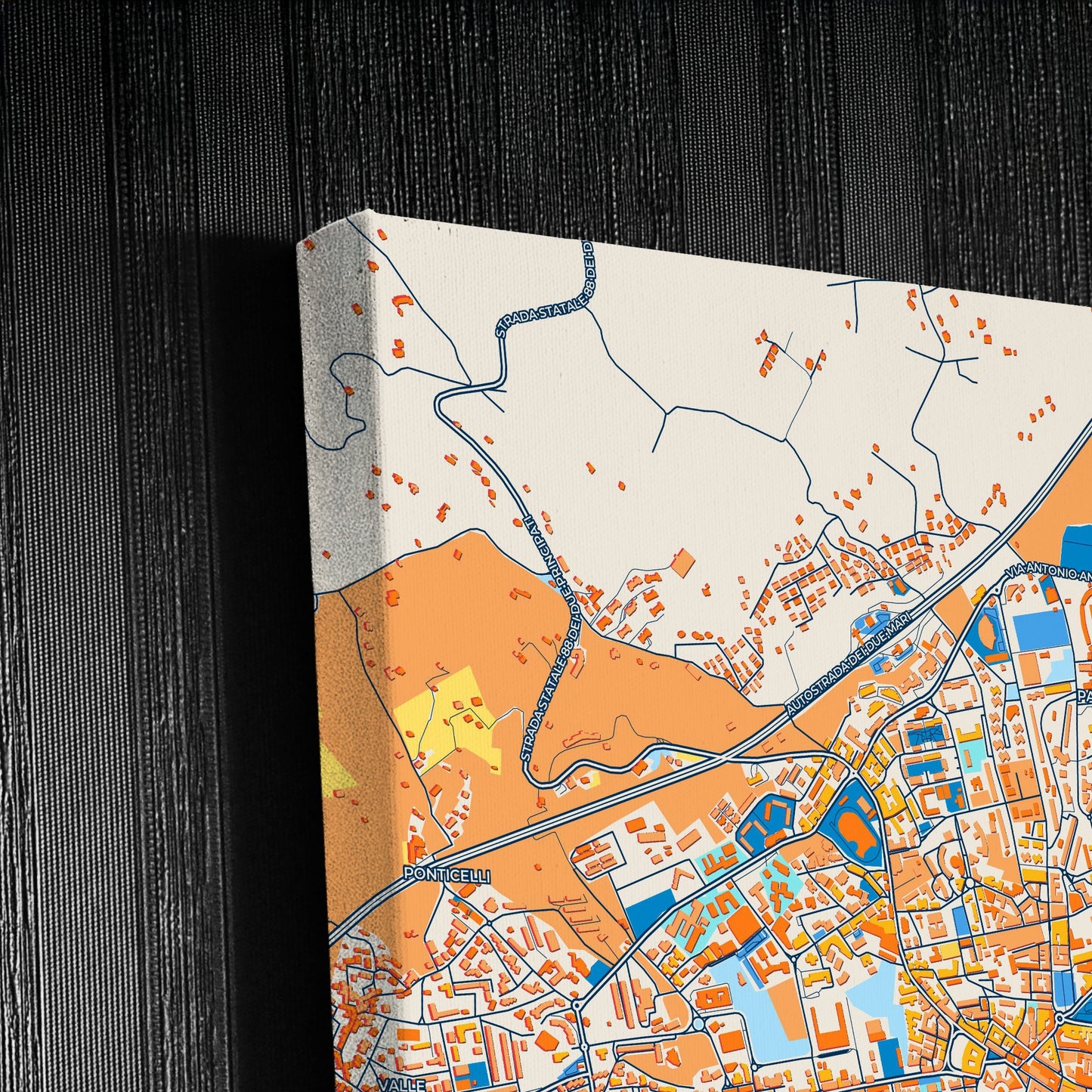 Avellino Italy Colorful City Map Canvas Print Detail