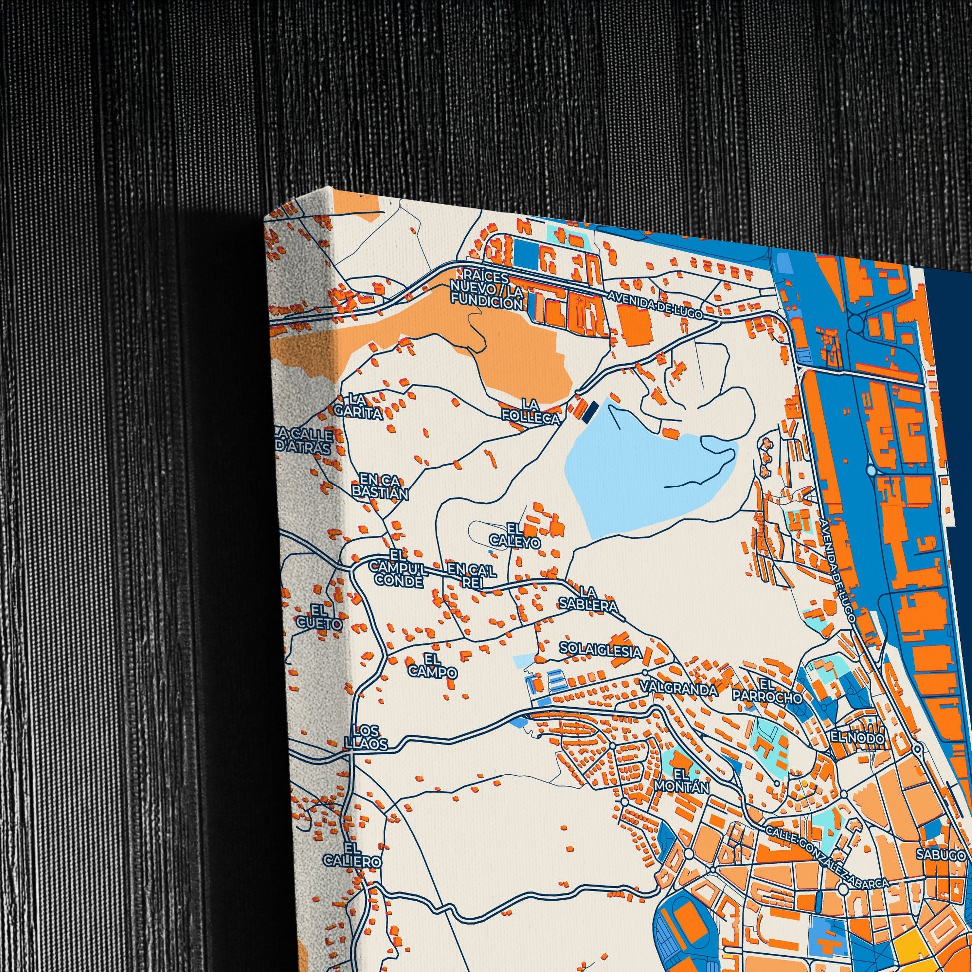 Avilés Spain Colorful City Map Canvas Print Detail