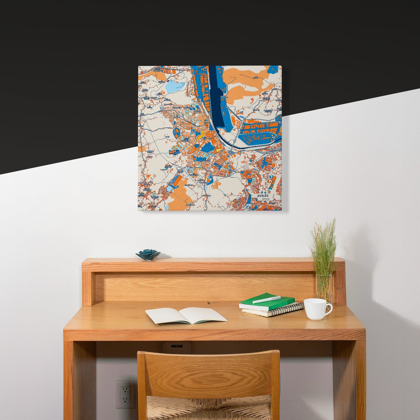 Avilés Spain Colorful City Map Canvas Print Scene