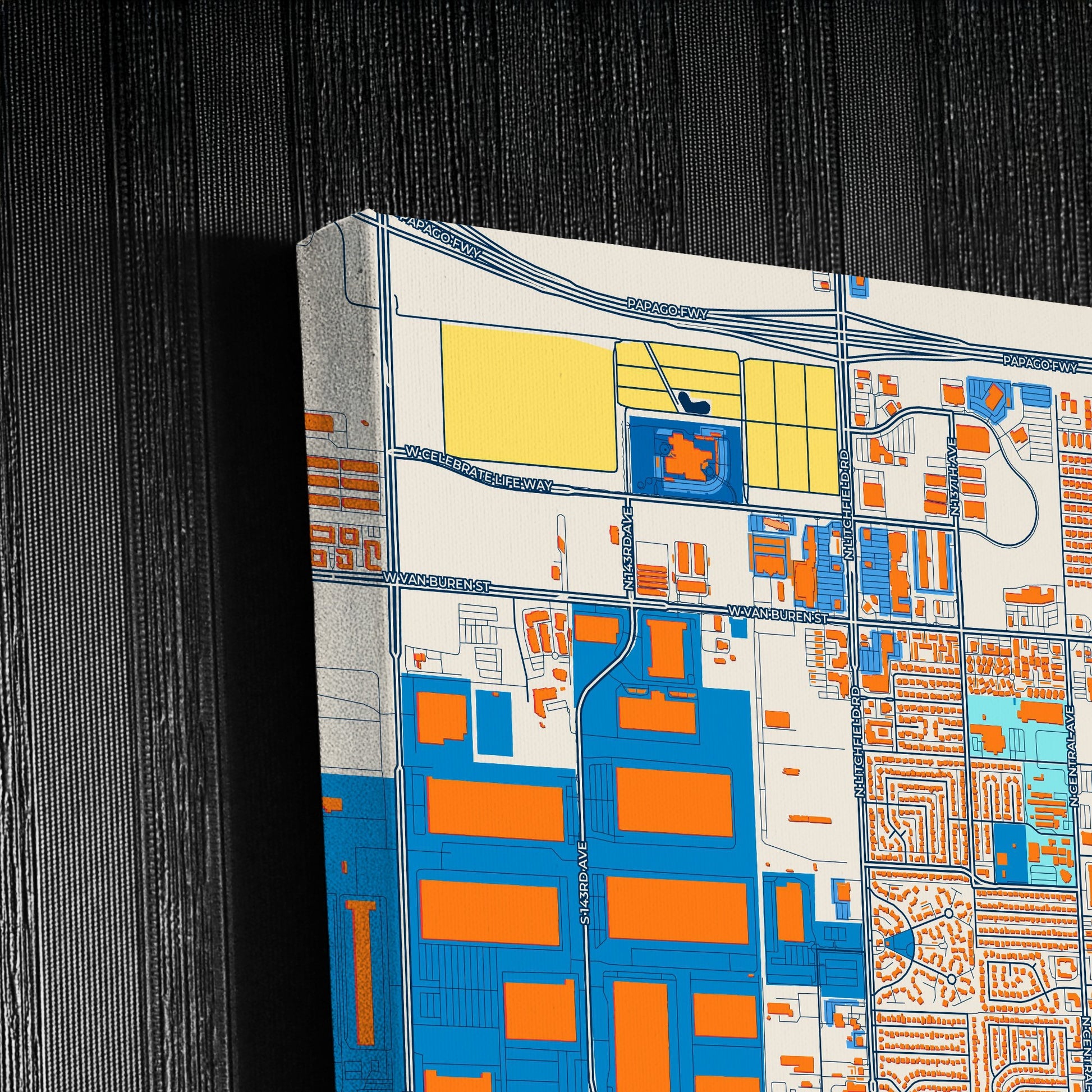 Avondale Arizona Colorful City Map Canvas Print Detail