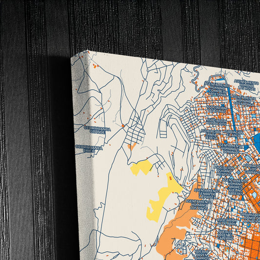 Ayacucho Peru Colorful City Map Canvas Print Detail