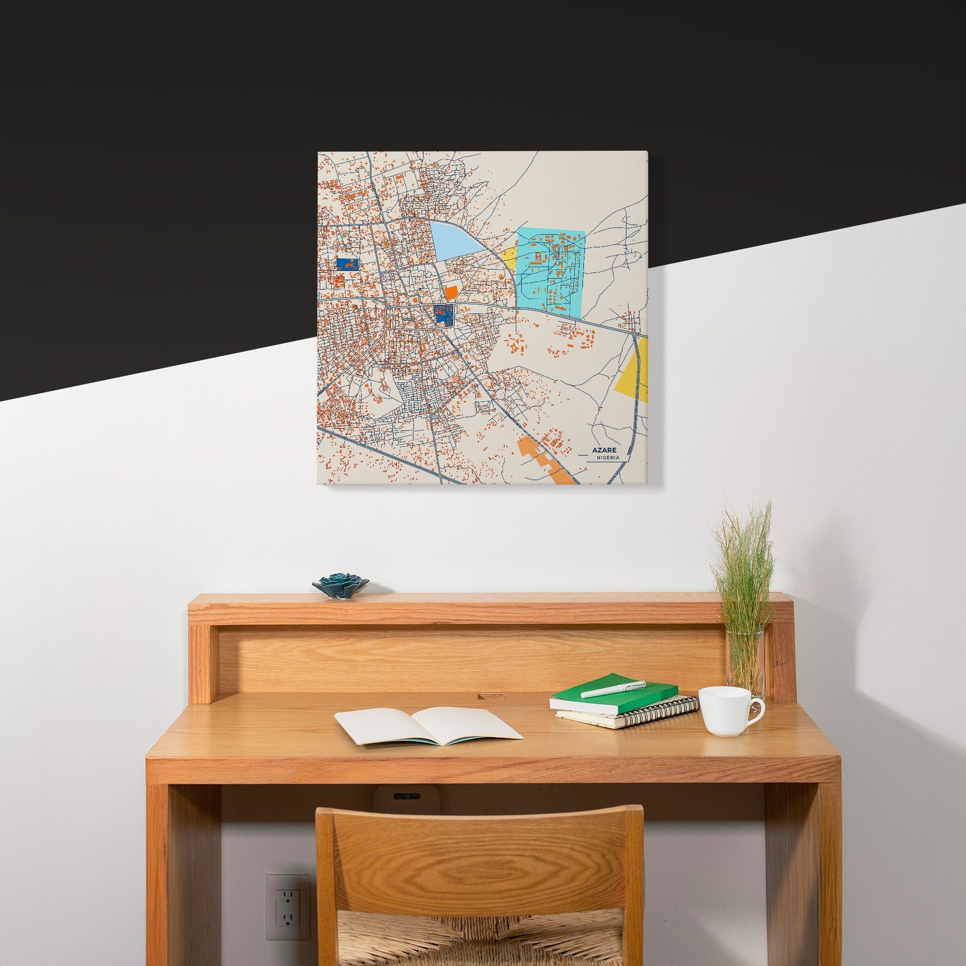 Azare Nigeria Colorful City Map Canvas Print Scene