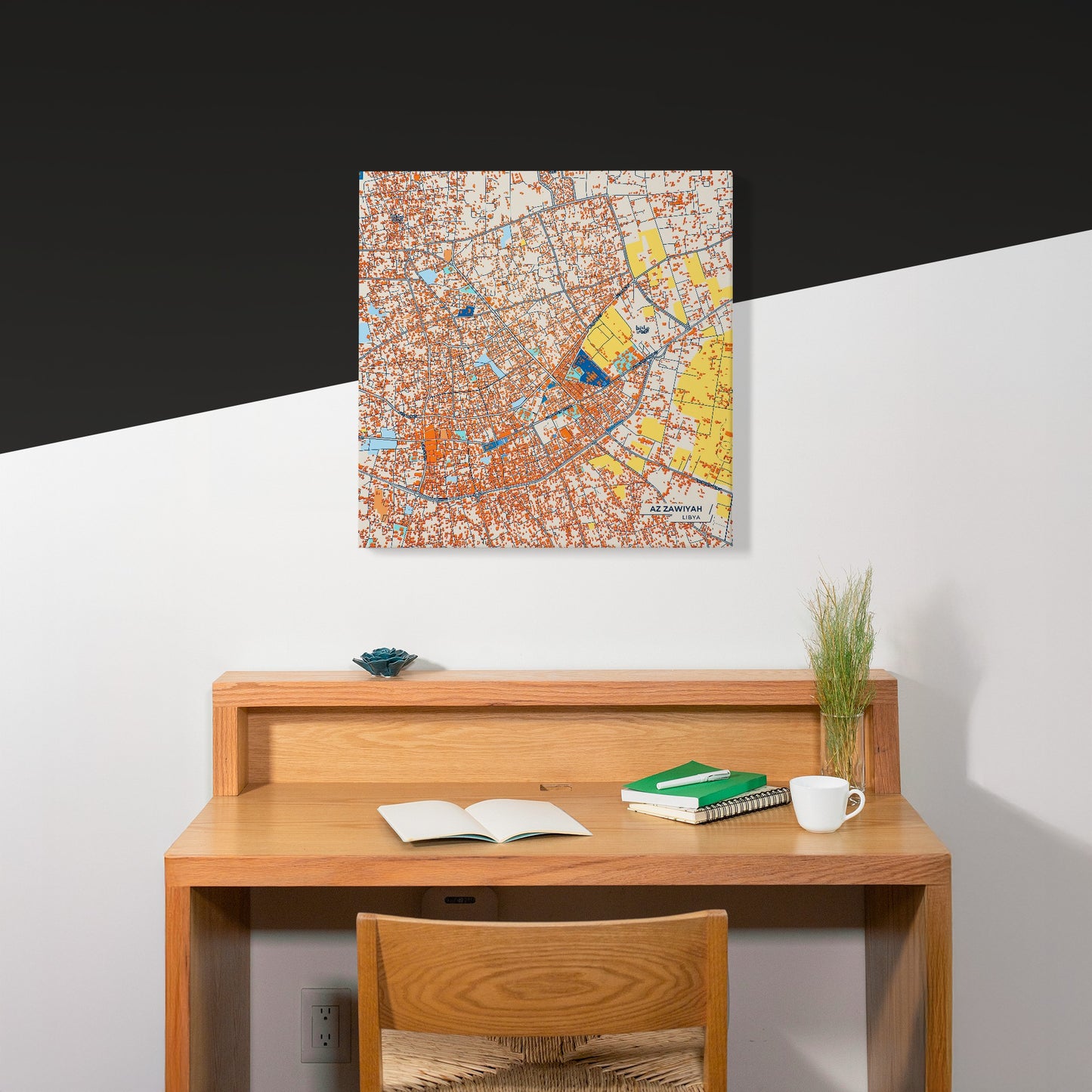 Az Zawiyah Libya Colorful City Map Canvas Print Scene