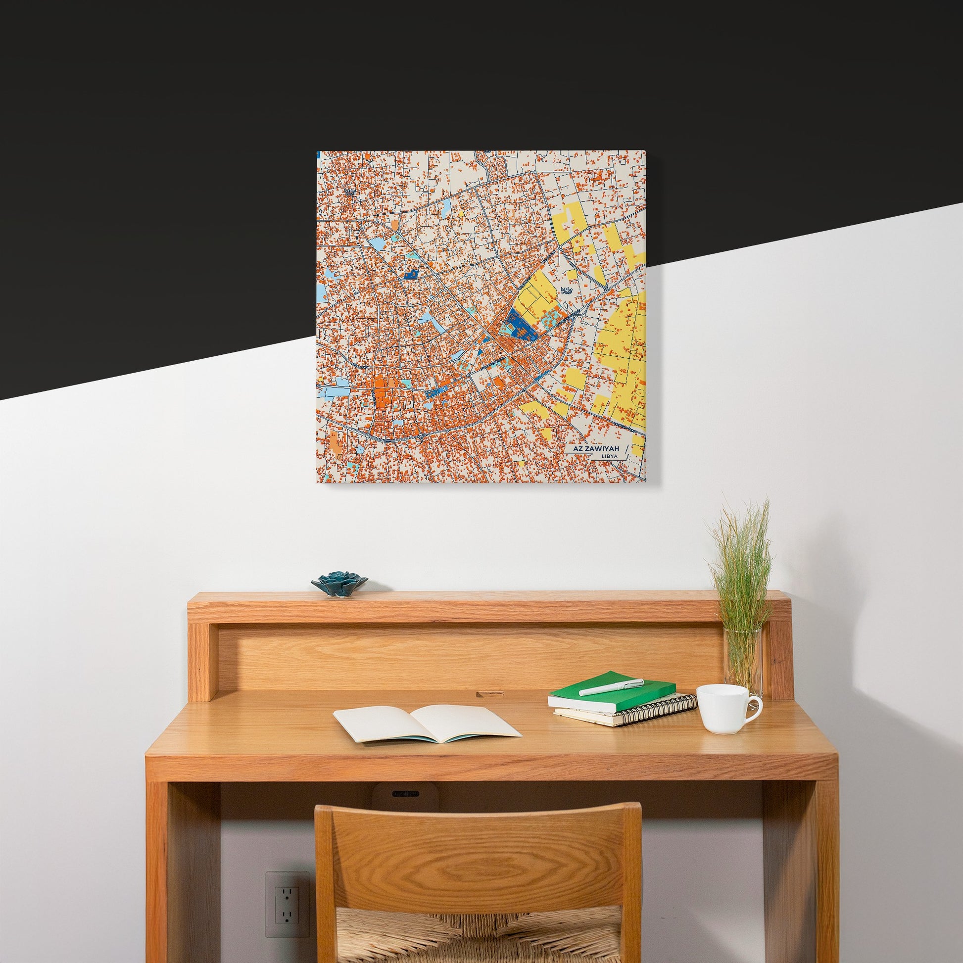Az Zawiyah Libya Colorful City Map Canvas Print Scene