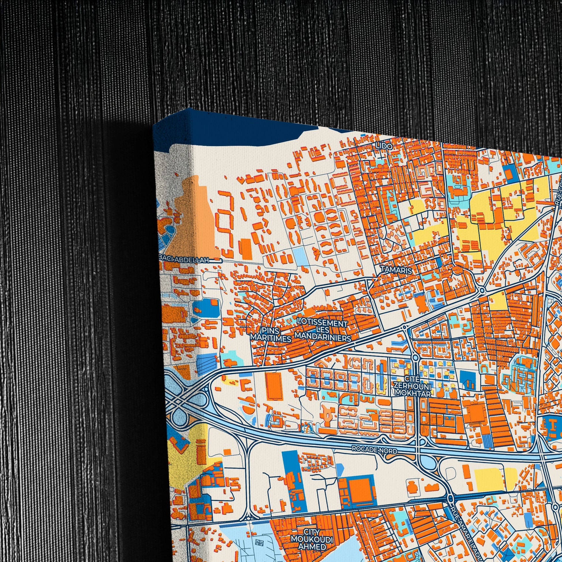 Bab Ezzouar Algeria Colorful City Map Canvas Print Detail
