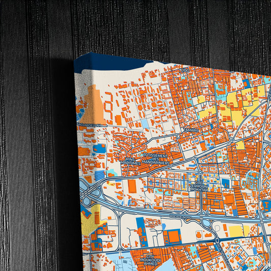 Bab Ezzouar Algeria Colorful City Map Canvas Print Detail