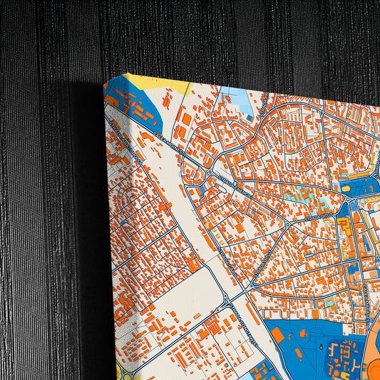 Bacău Romania Colorful City Map Canvas Print Detail
