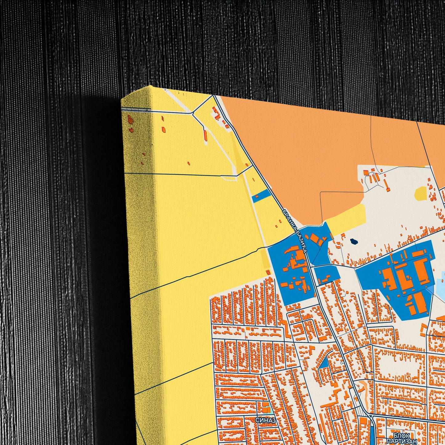 Бачка Паланка Serbia Colorful City Map Canvas Print Detail