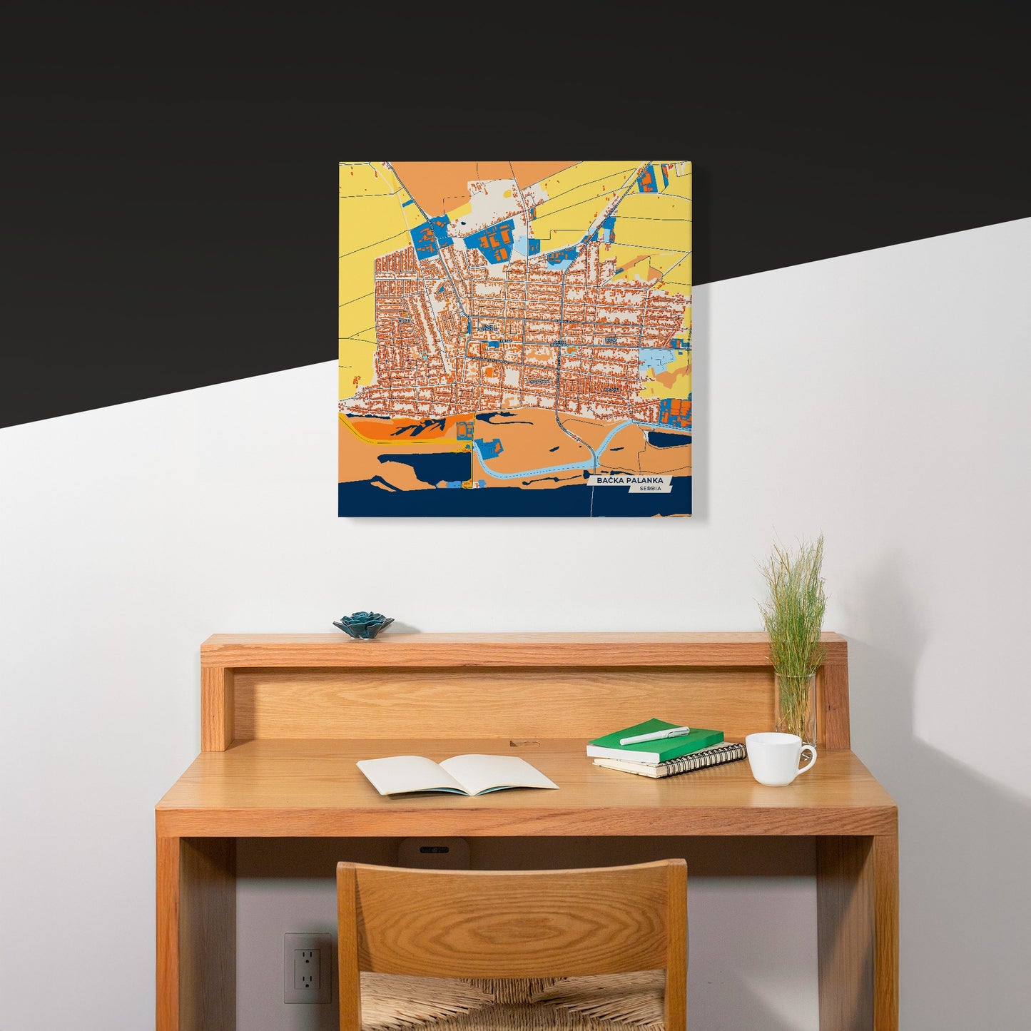 Бачка Паланка Serbia Colorful City Map Canvas Print Scene