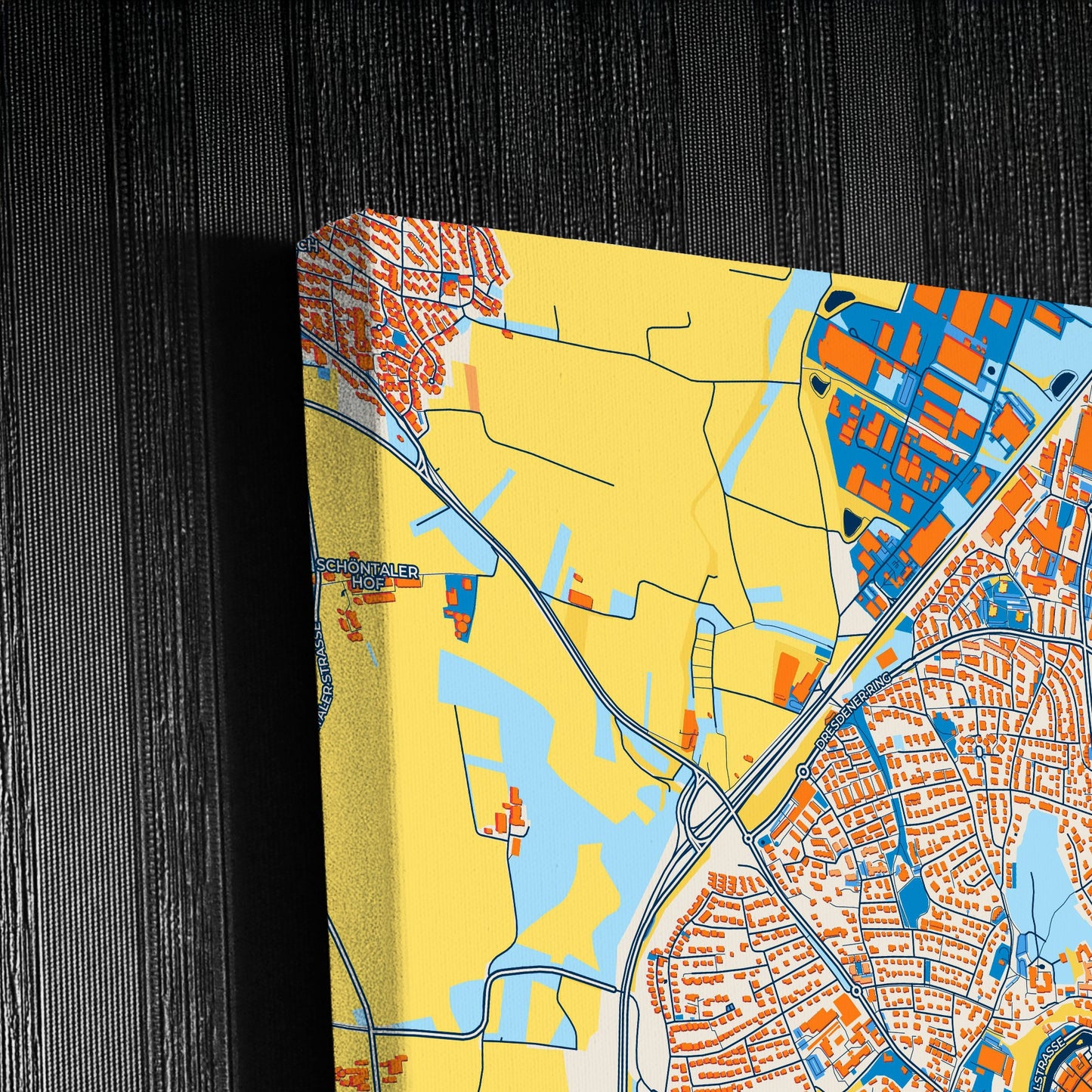 Backnang Germany Colorful City Map Canvas Print Detail