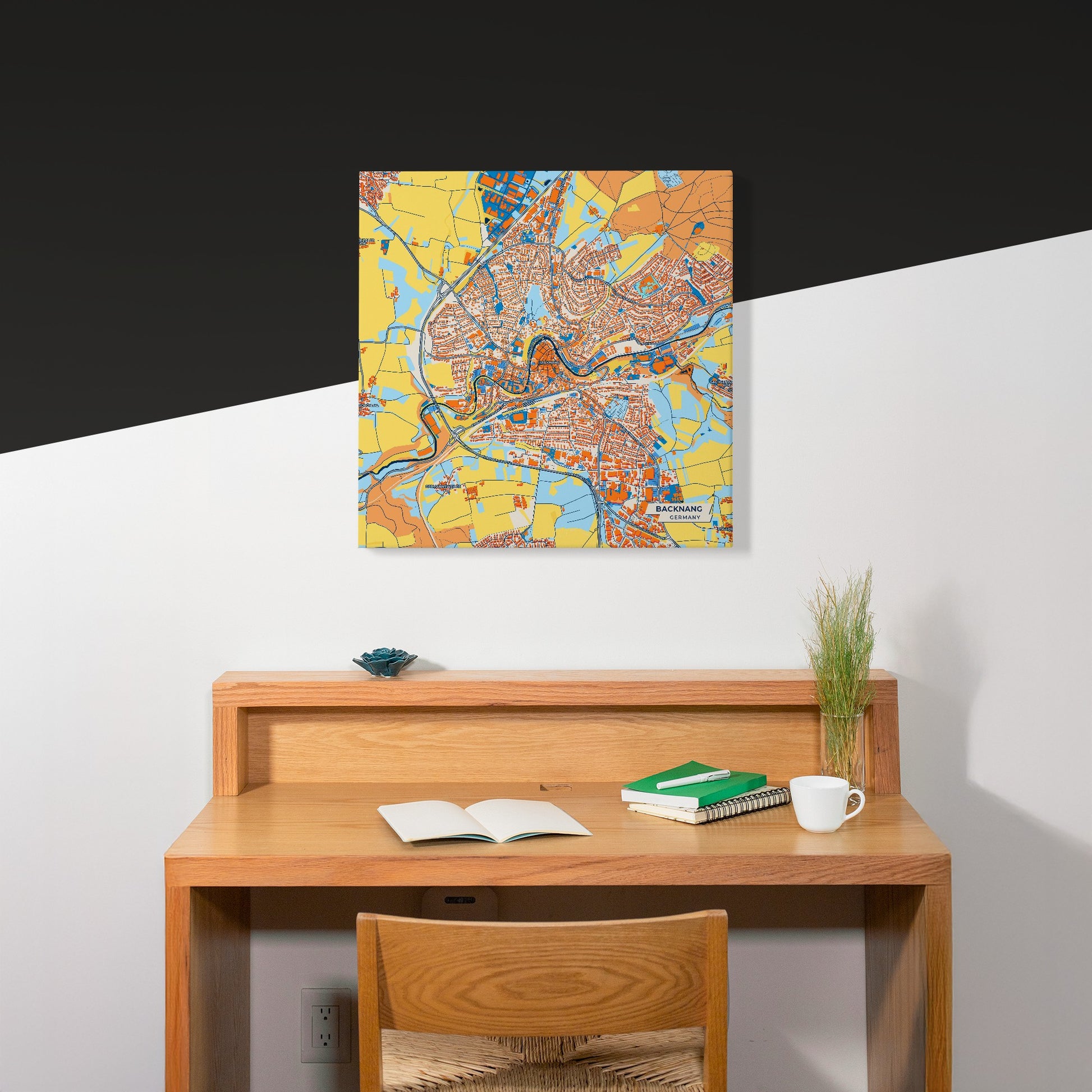 Backnang Germany Colorful City Map Canvas Print Scene