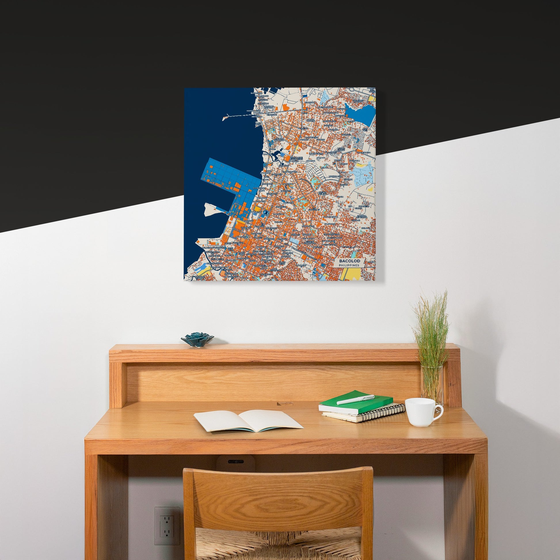 Bacolod Philippines Colorful City Map Canvas Print Scene