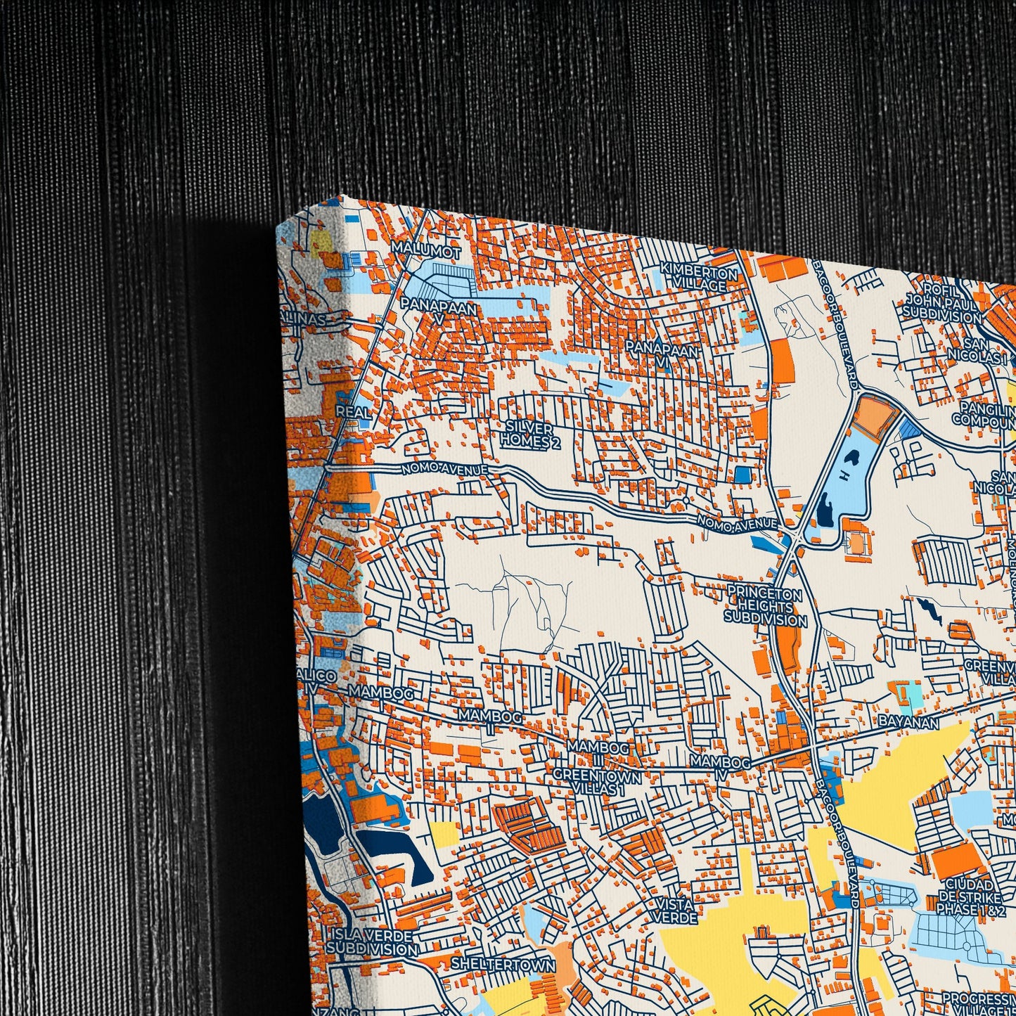 Bacoor Philippines Colorful City Map Canvas Print Detail