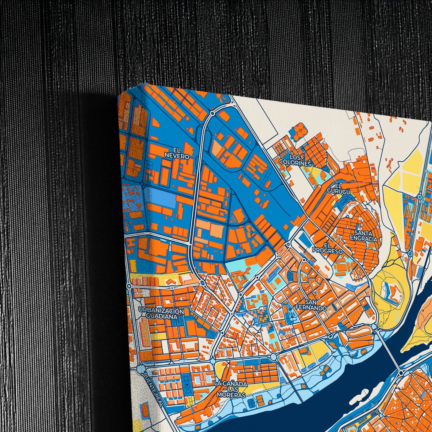 Badajoz Spain Colorful City Map Canvas Print Detail