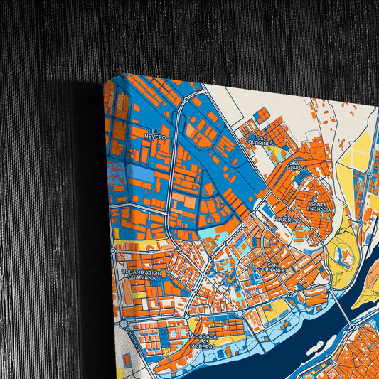Badajoz Spain Colorful City Map Canvas Print Detail