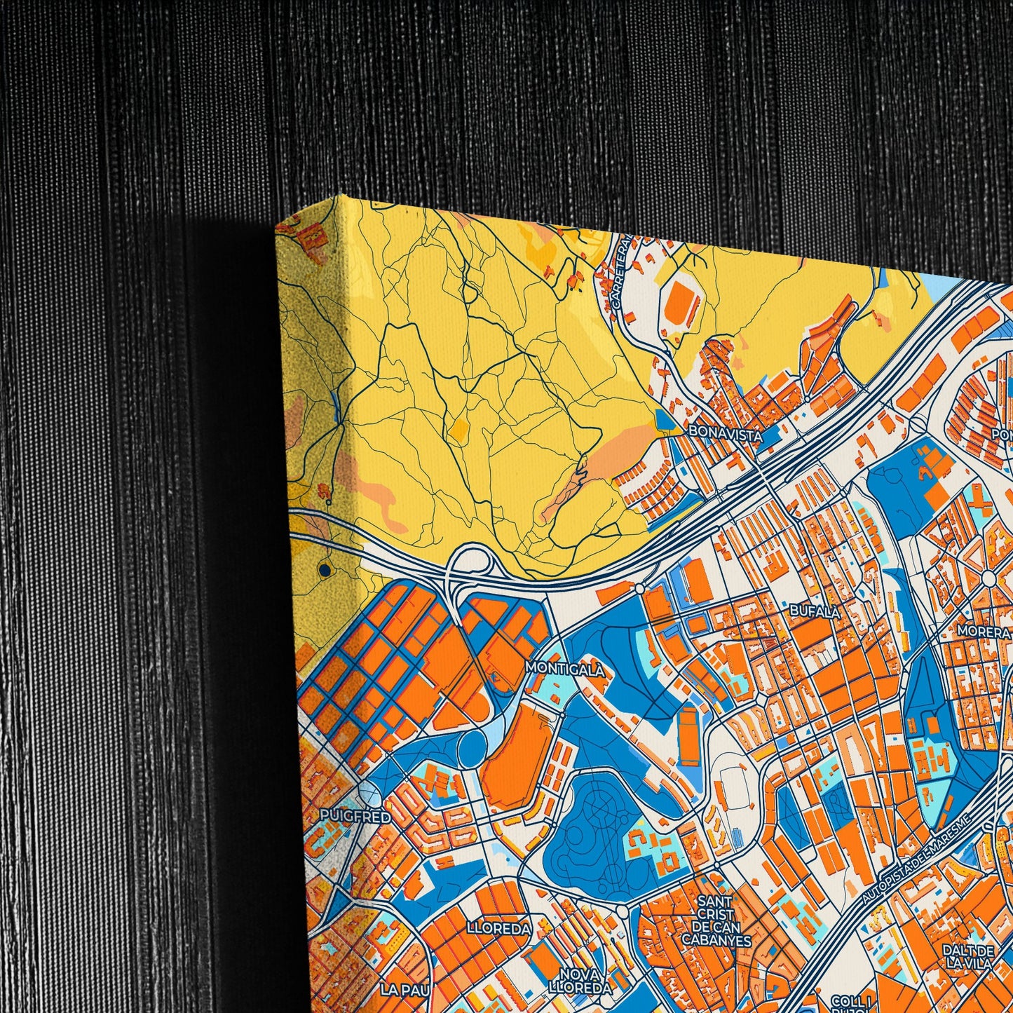 Badalona Spain Colorful City Map Canvas Print Detail
