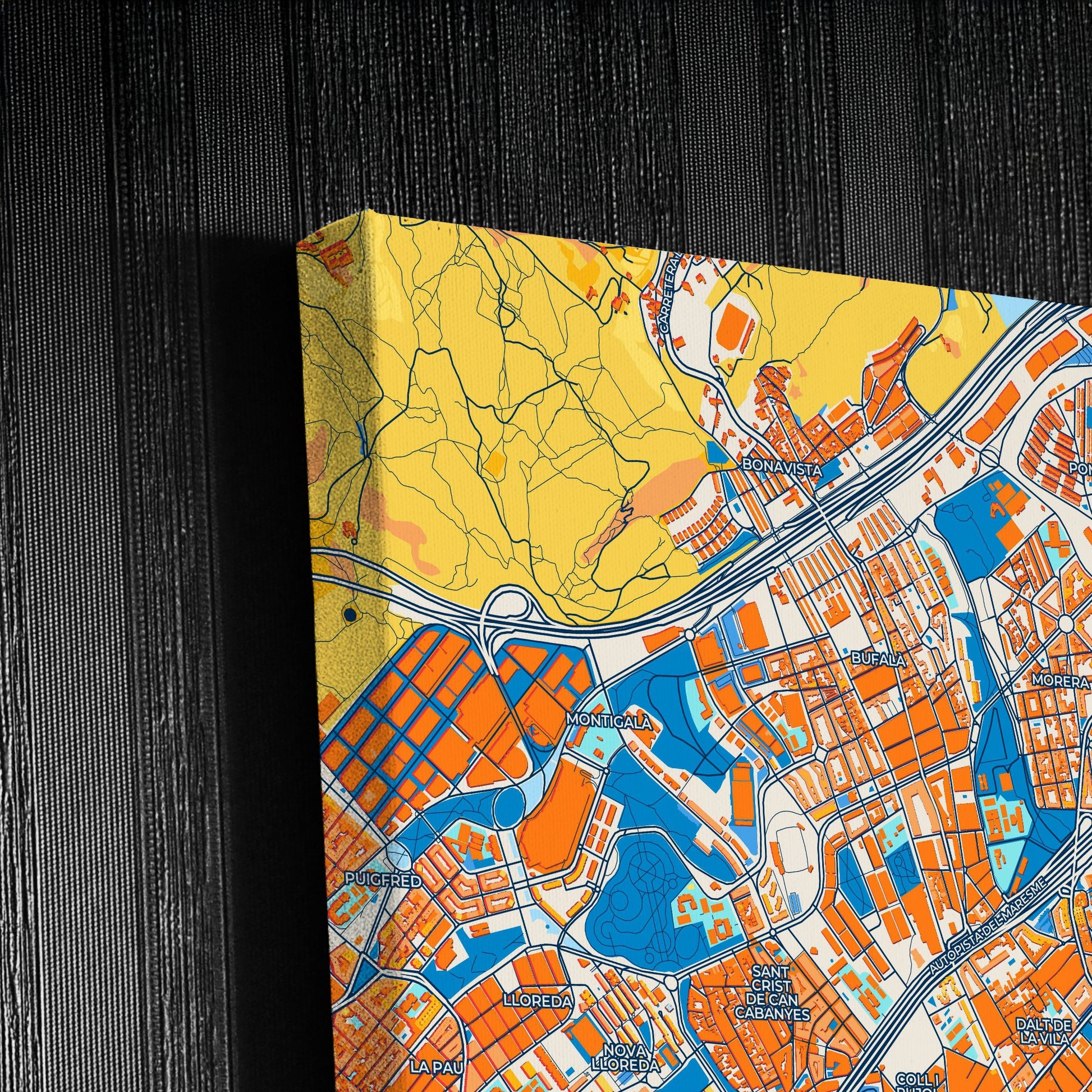 Badalona Spain Colorful City Map Canvas Print Detail