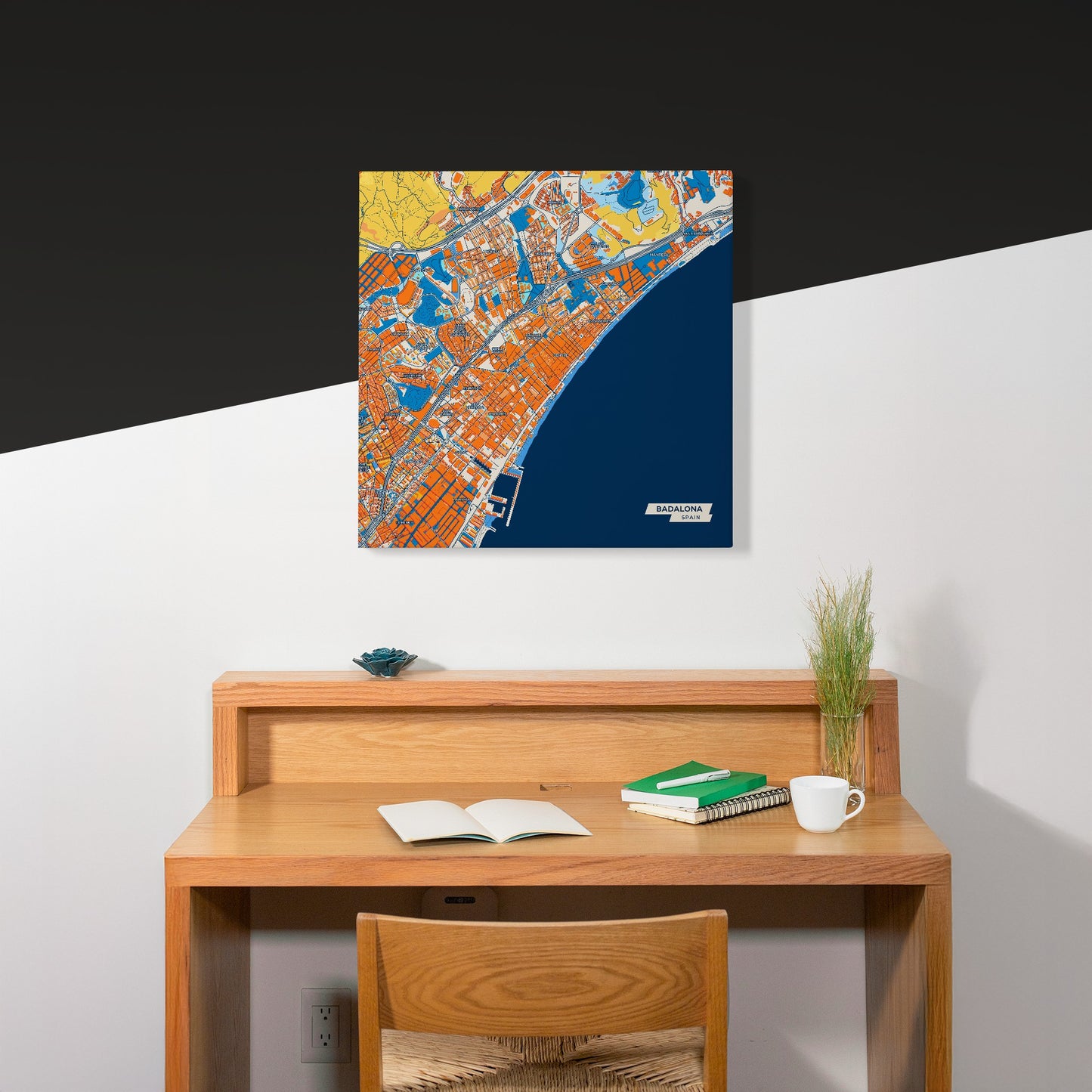 Badalona Spain Colorful City Map Canvas Print Scene
