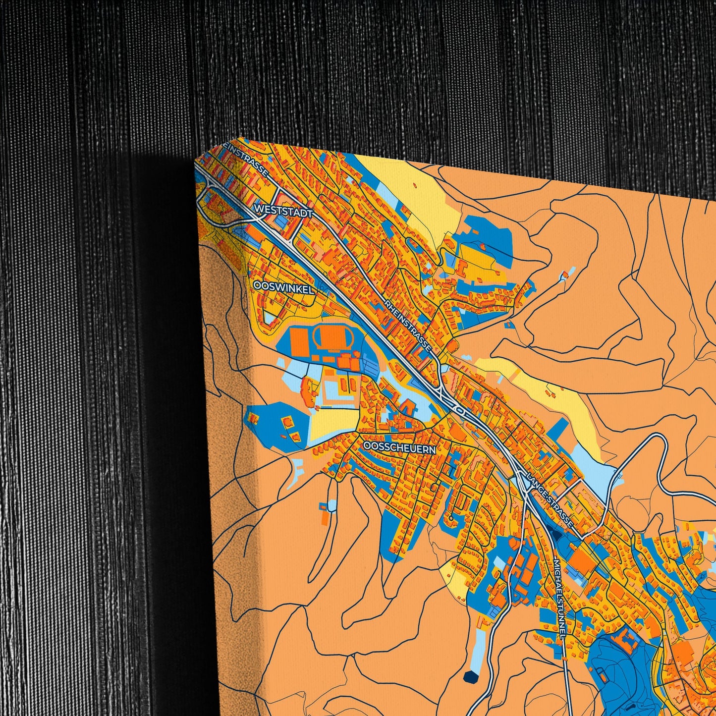 Baden-Baden Germany Colorful City Map Canvas Print Detail