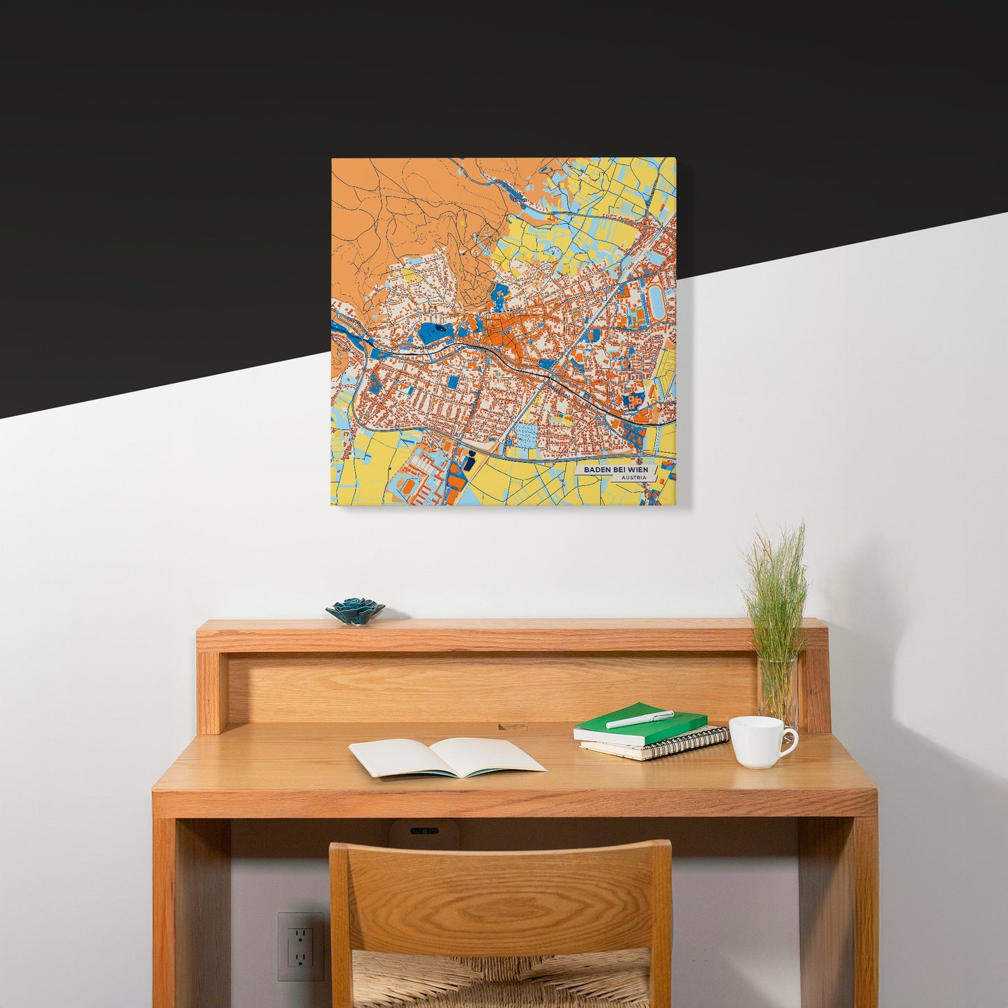 Baden Bei Wien Austria Colorful City Map Canvas Print Scene