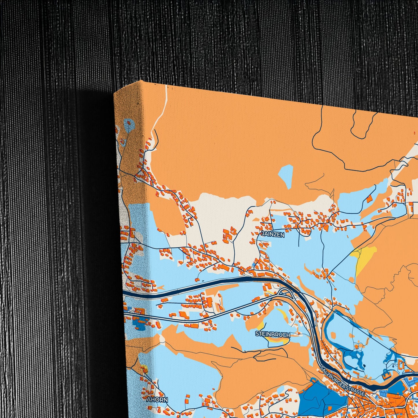 Bad Ischl Austria Colorful City Map Canvas Print Detail