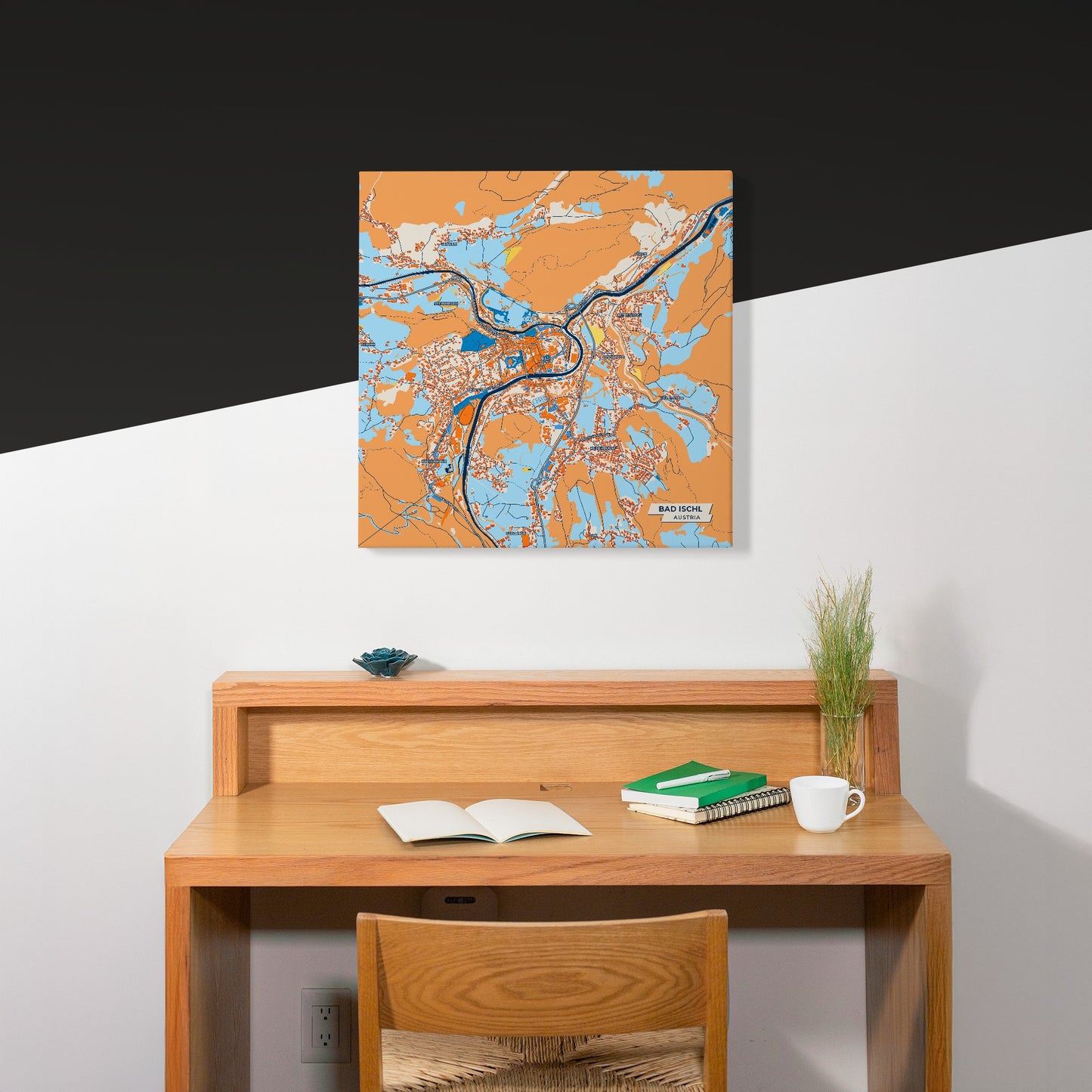 Bad Ischl Austria Colorful City Map Canvas Print Scene