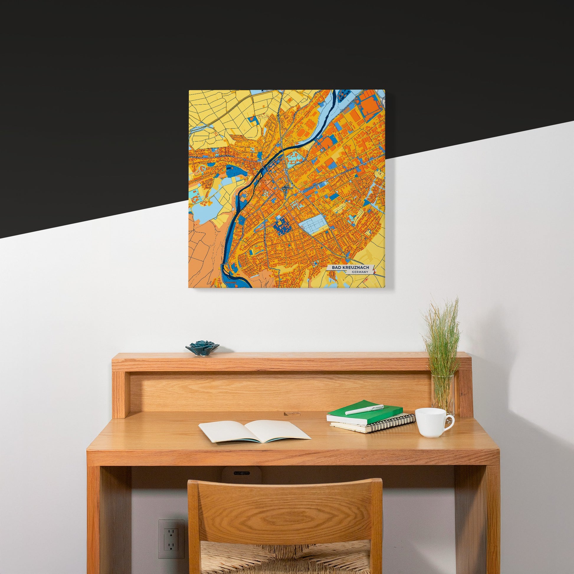 Bad Kreuznach Germany Colorful City Map Canvas Print Scene