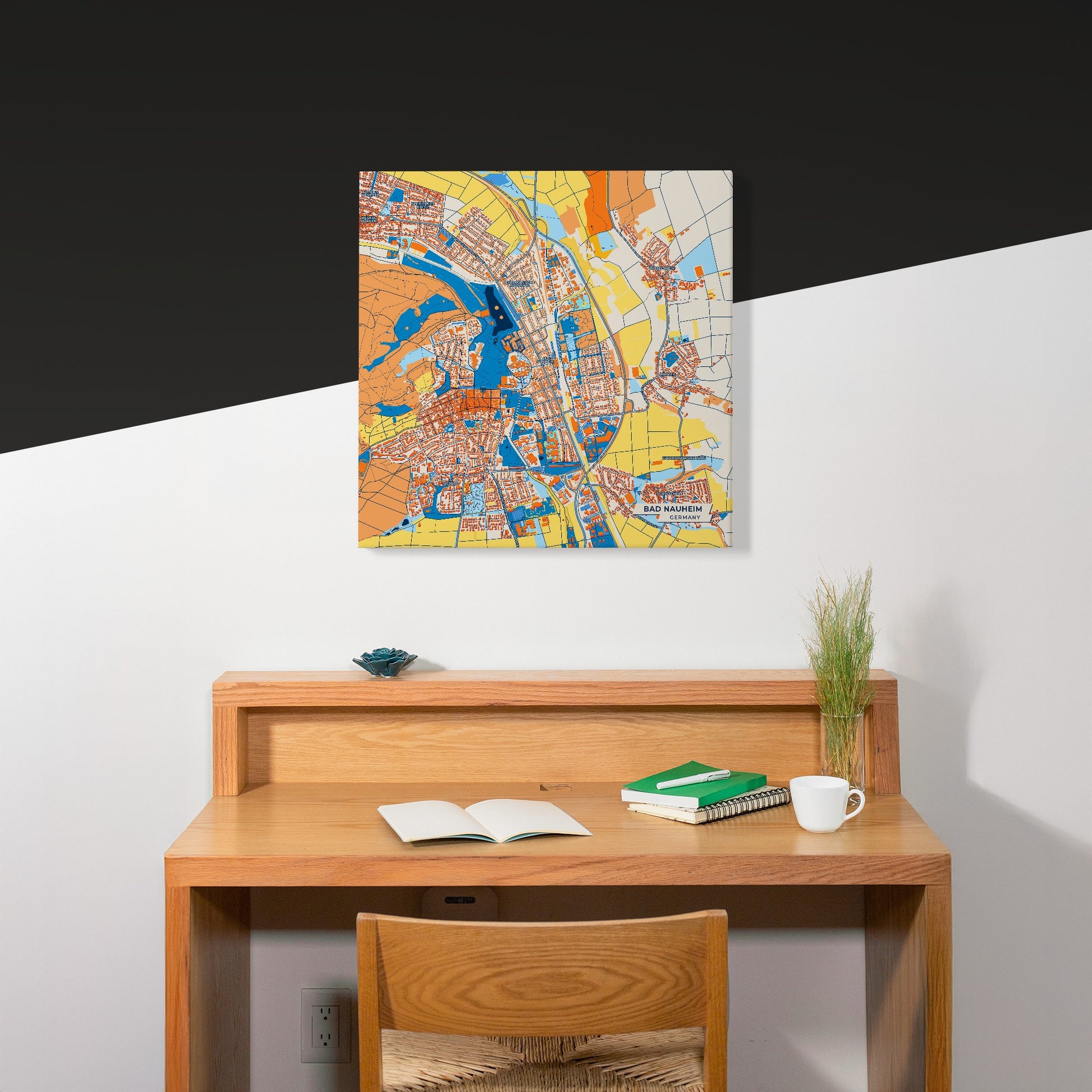 Bad Nauheim Germany Colorful City Map Canvas Print Scene