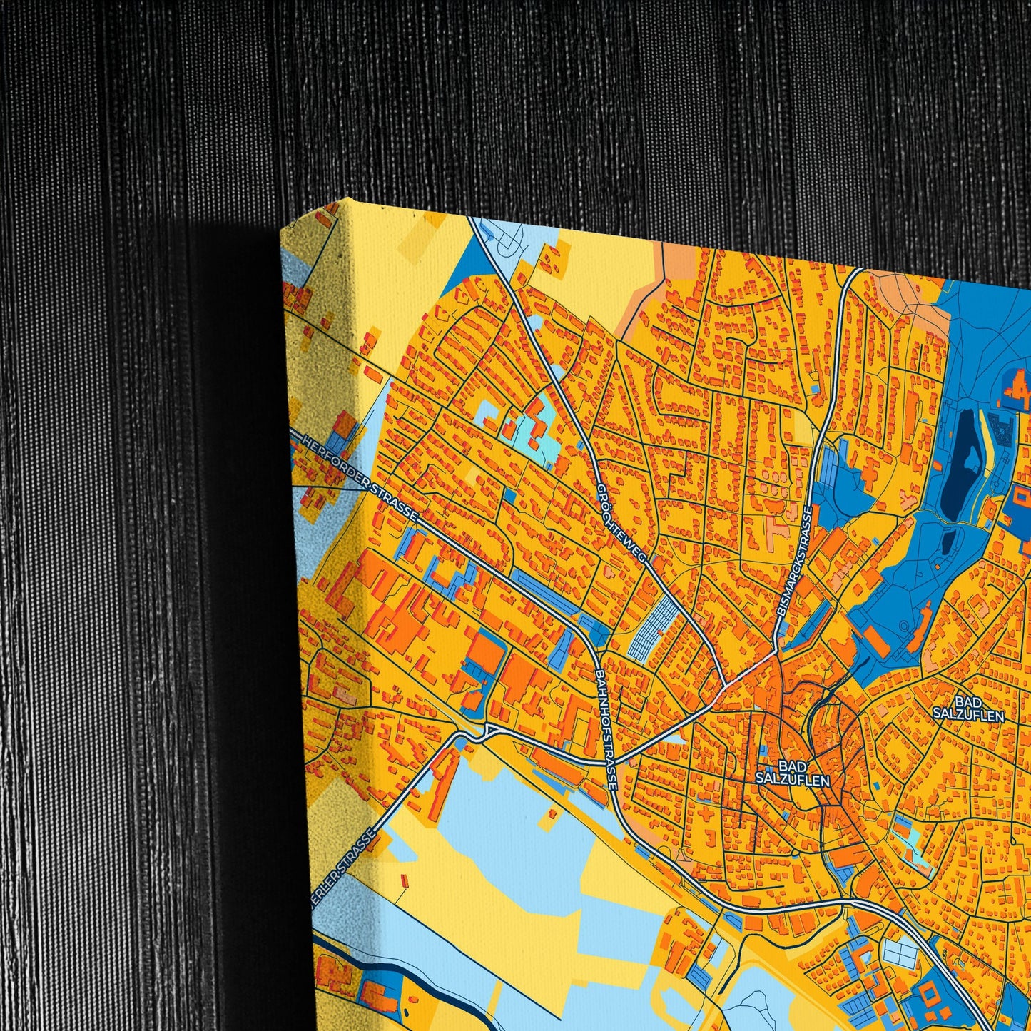 Bad Salzuflen Germany Colorful City Map Canvas Print Detail