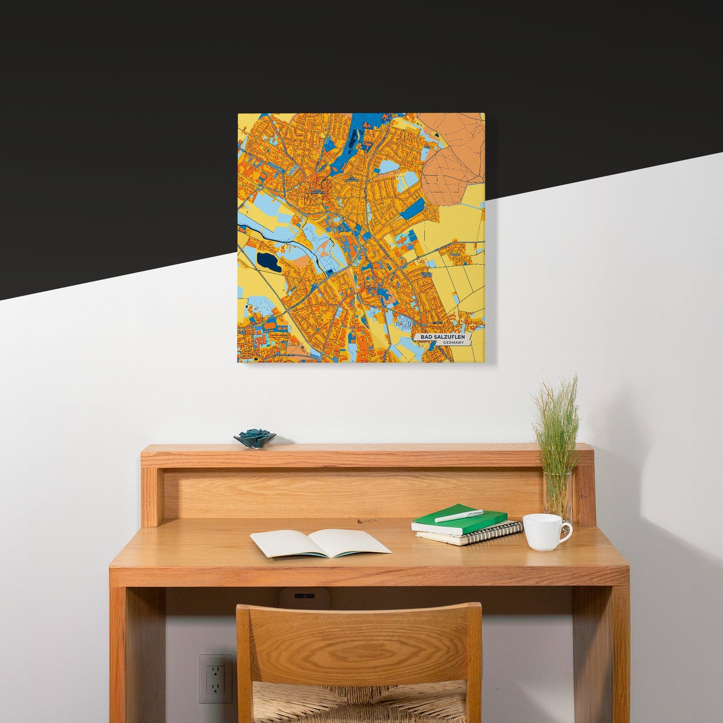 Bad Salzuflen Germany Colorful City Map Canvas Print Scene