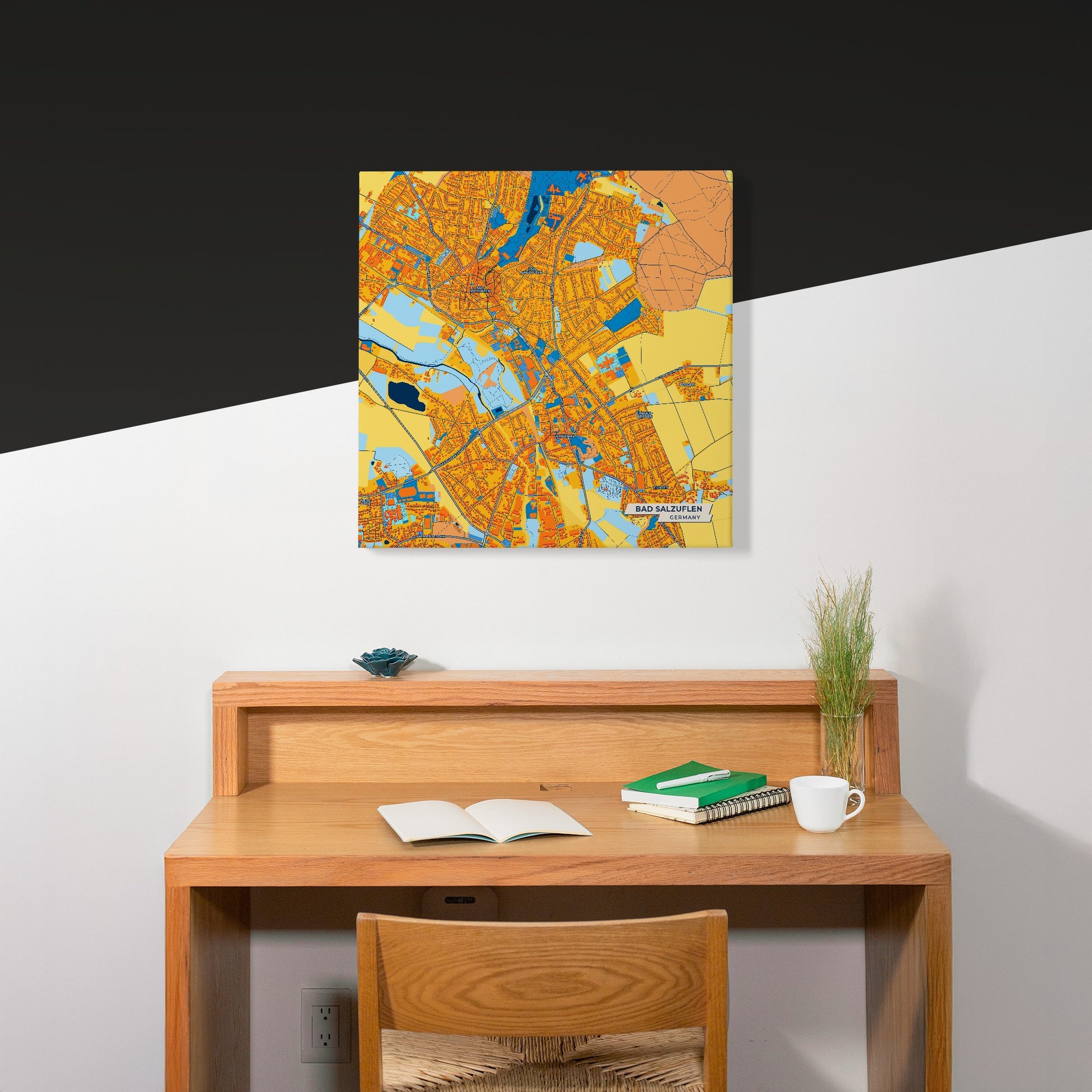 Bad Salzuflen Germany Colorful City Map Canvas Print Scene