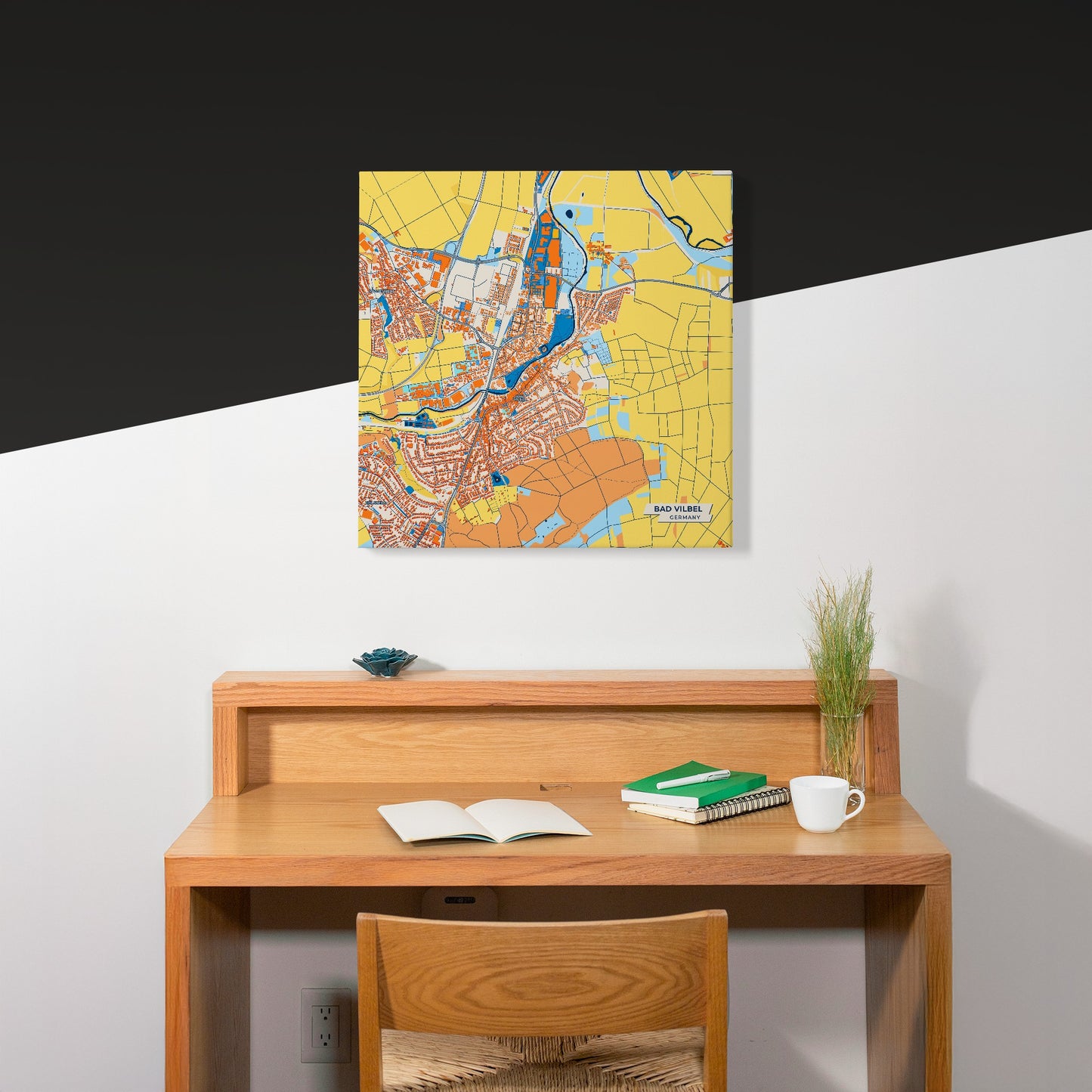 Bad Vilbel Germany Colorful City Map Canvas Print Scene