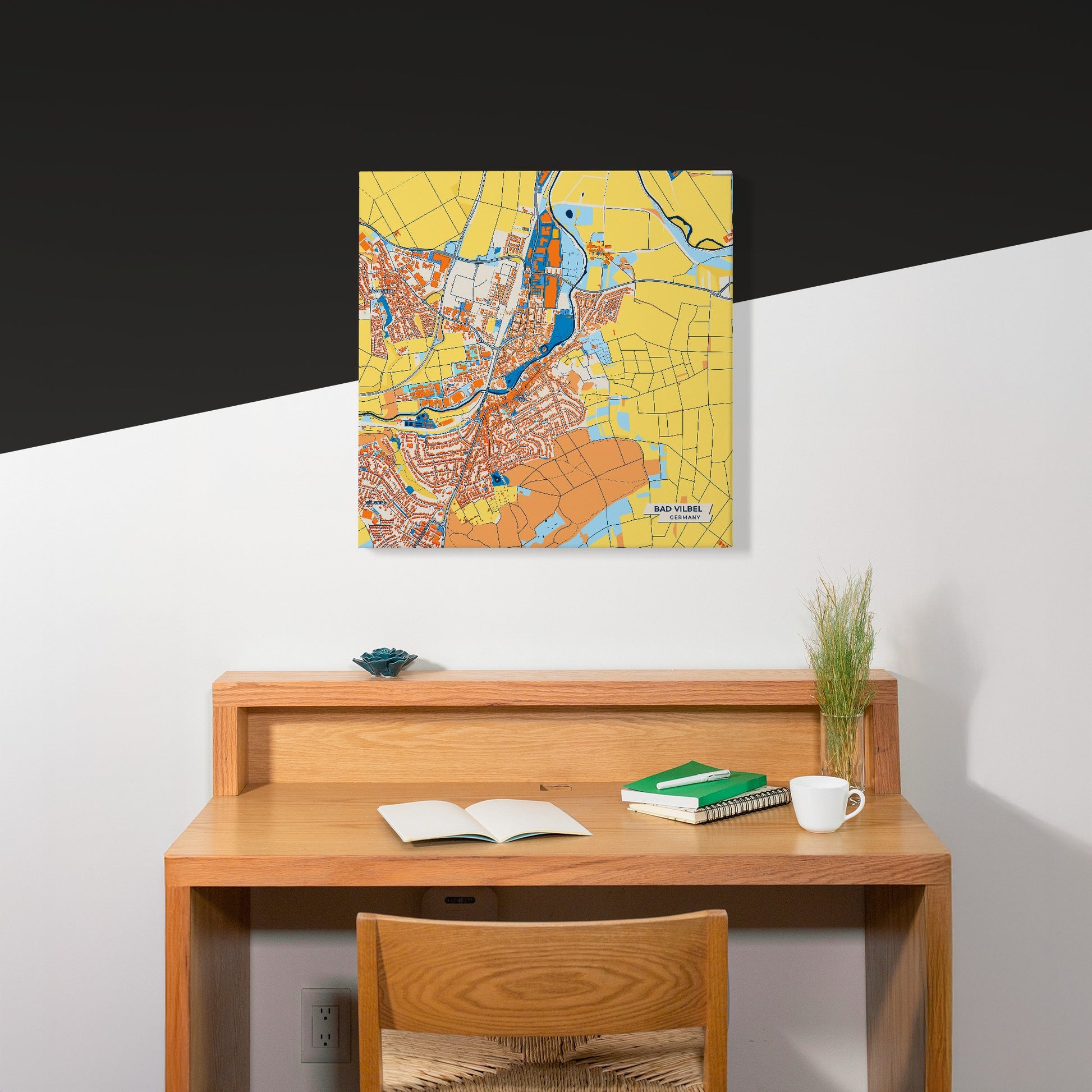 Bad Vilbel Germany Colorful City Map Canvas Print Scene