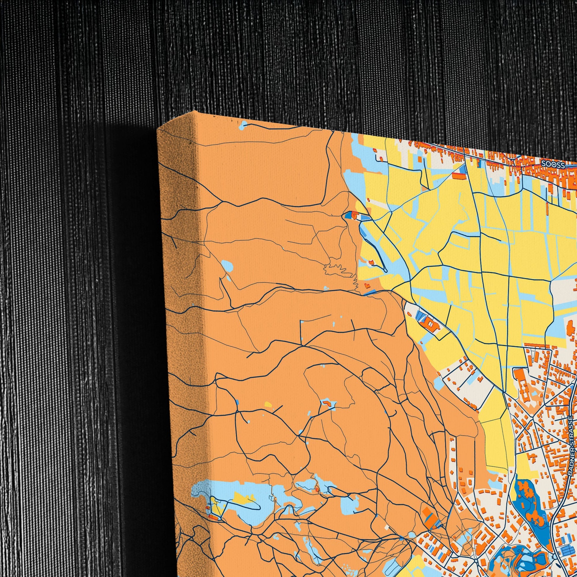 Bad Vöslau Austria Colorful City Map Canvas Print Detail