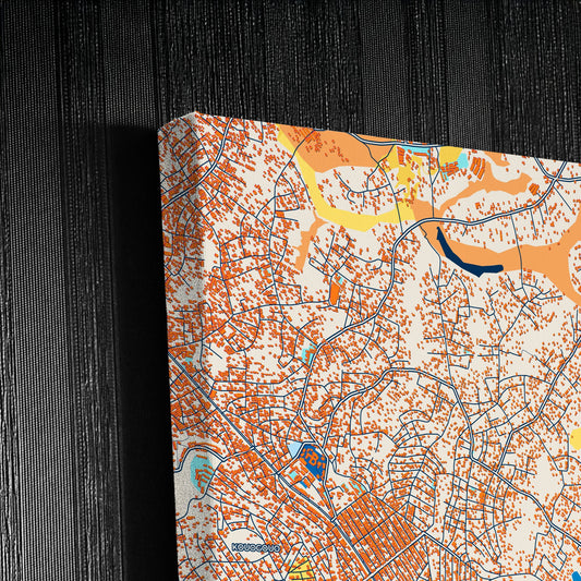 Bafoussam Cameroon Colorful City Map Canvas Print Detail