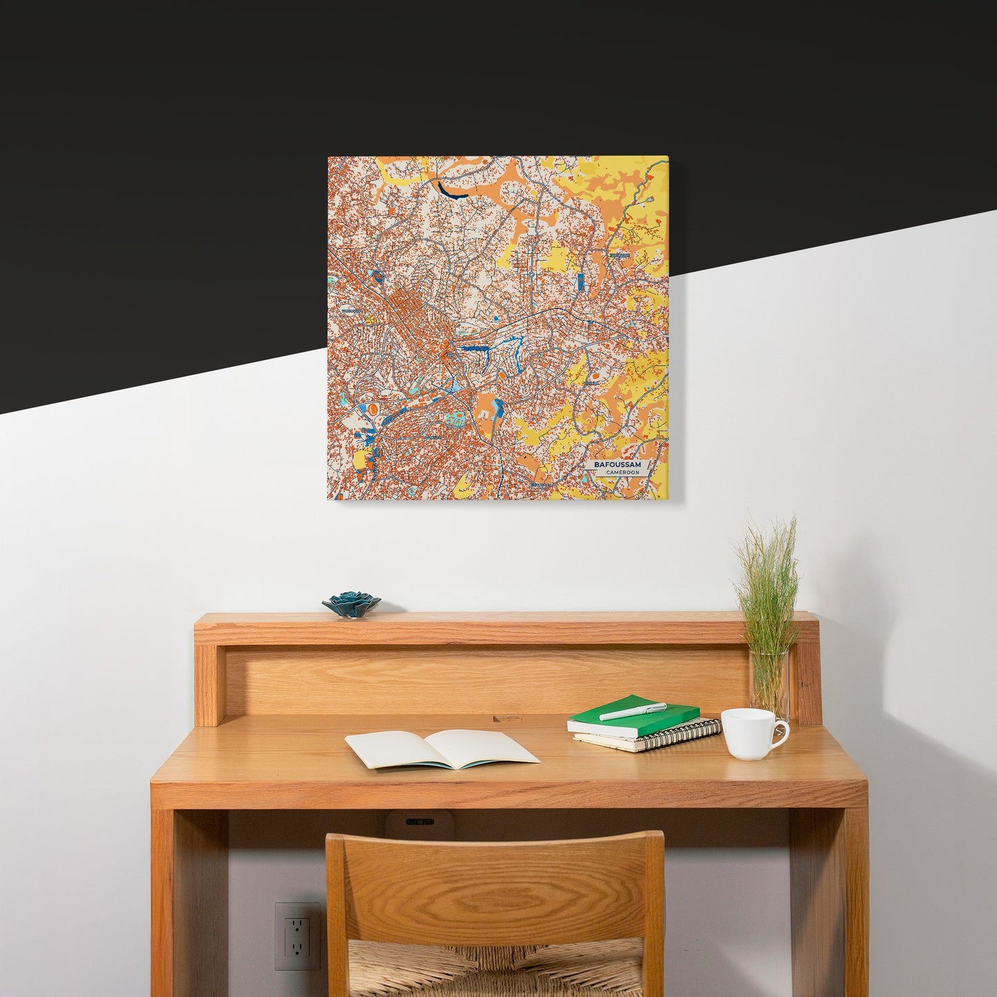 Bafoussam Cameroon Colorful City Map Canvas Print Scene
