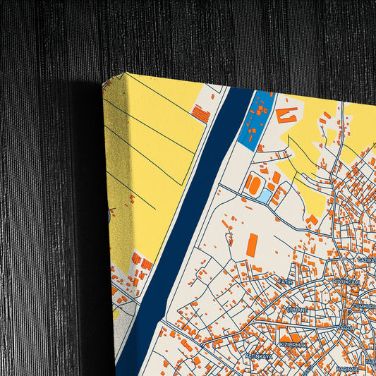 Bafra Turkey Colorful City Map Canvas Print Detail