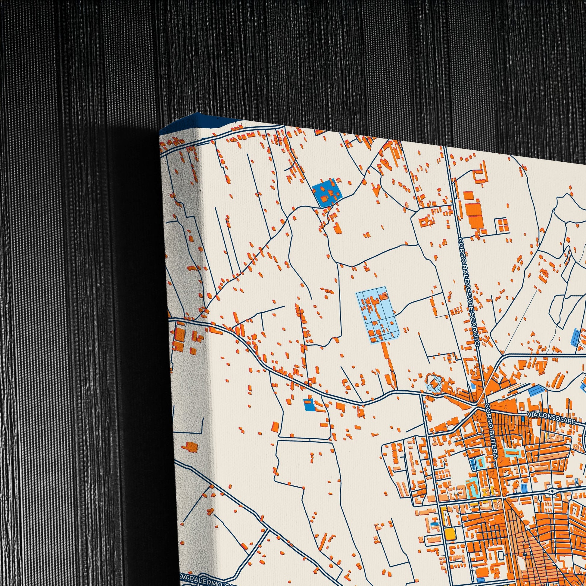 Bagheria Italy Colorful City Map Canvas Print Detail