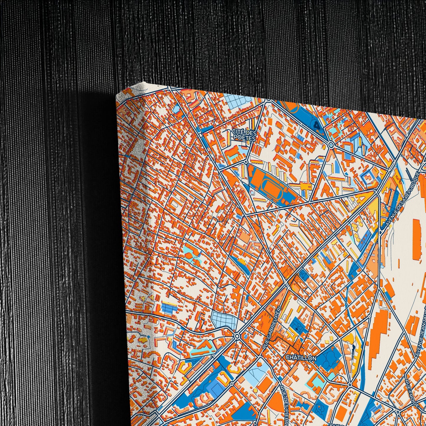 Bagneux France Colorful City Map Canvas Print Detail