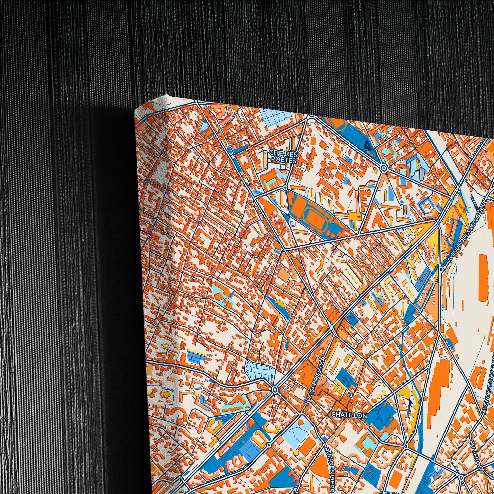 Bagneux France Colorful City Map Canvas Print Detail