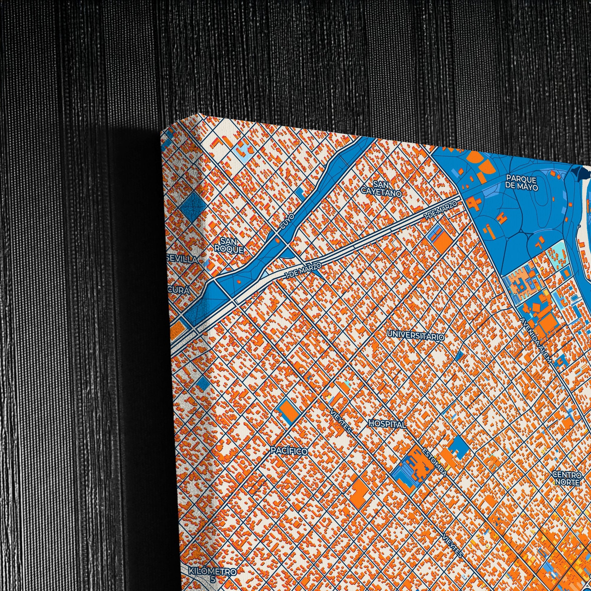 Bahia Blanca Argentina Colorful City Map Canvas Print Detail
