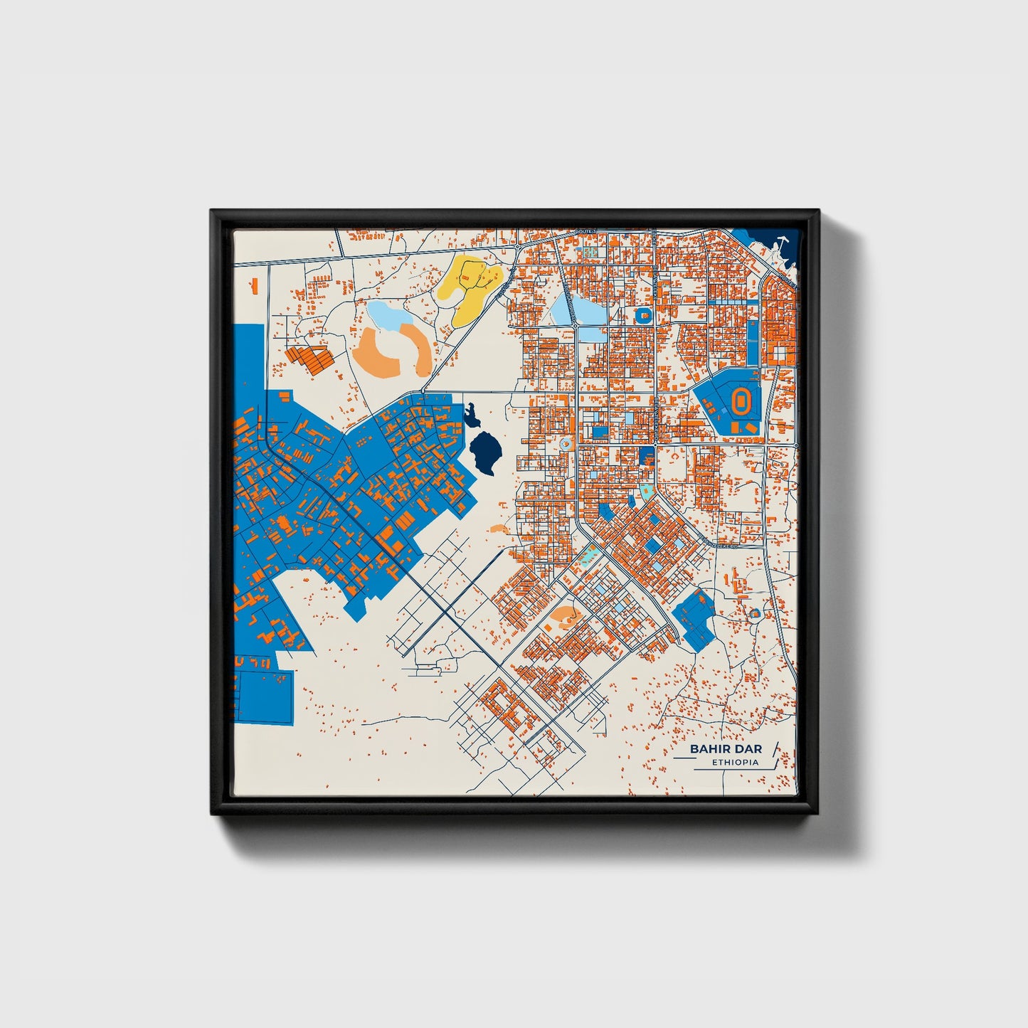 Bahir Dar Ethiopia Colorful City Map Canvas Print • Black Framed