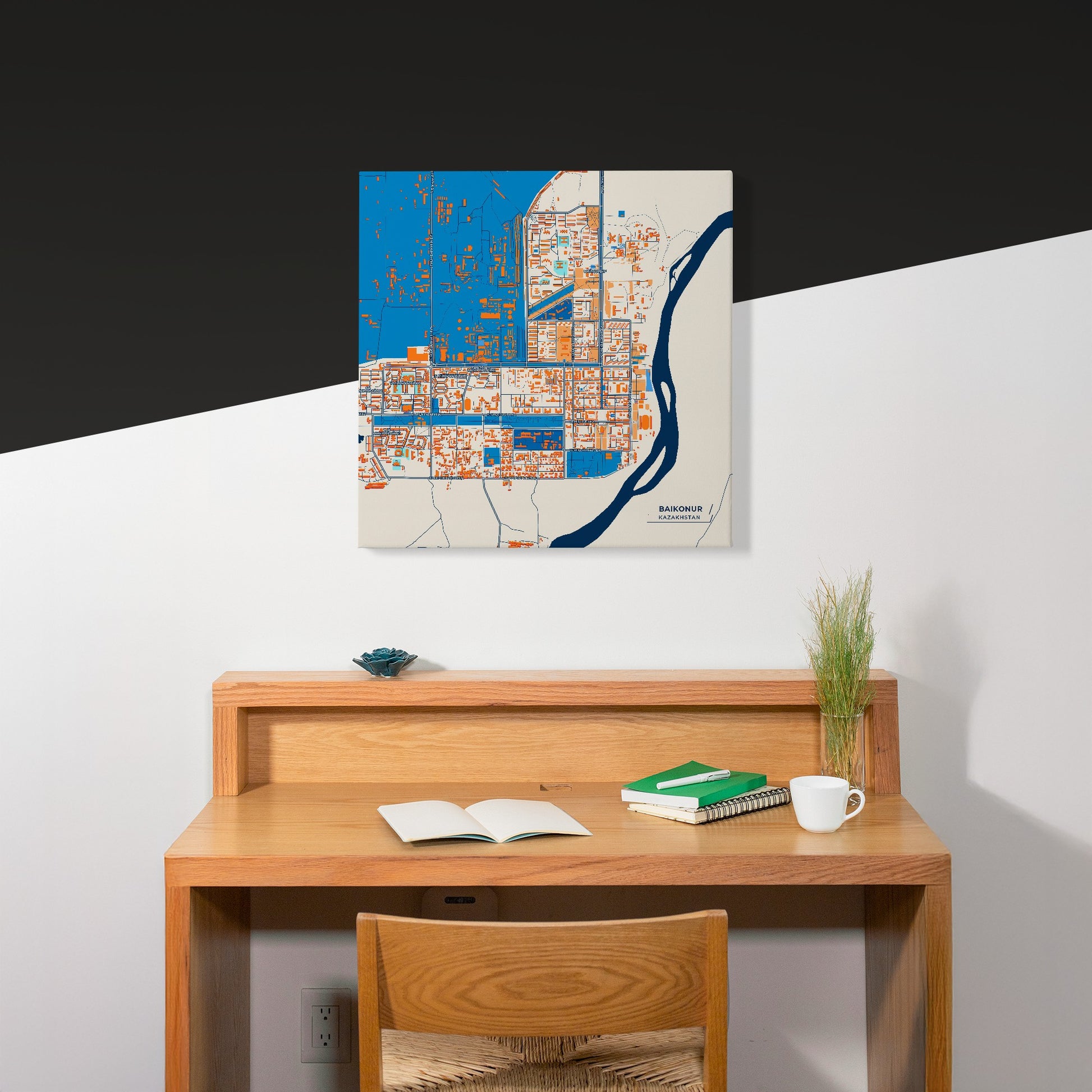 Baikonur Kazakhstan Colorful City Map Canvas Print Scene
